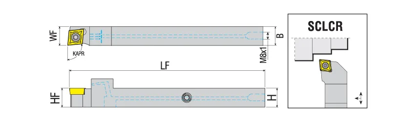 SCLCR 1616 K09-SHC &mdash; dimensioned drawing