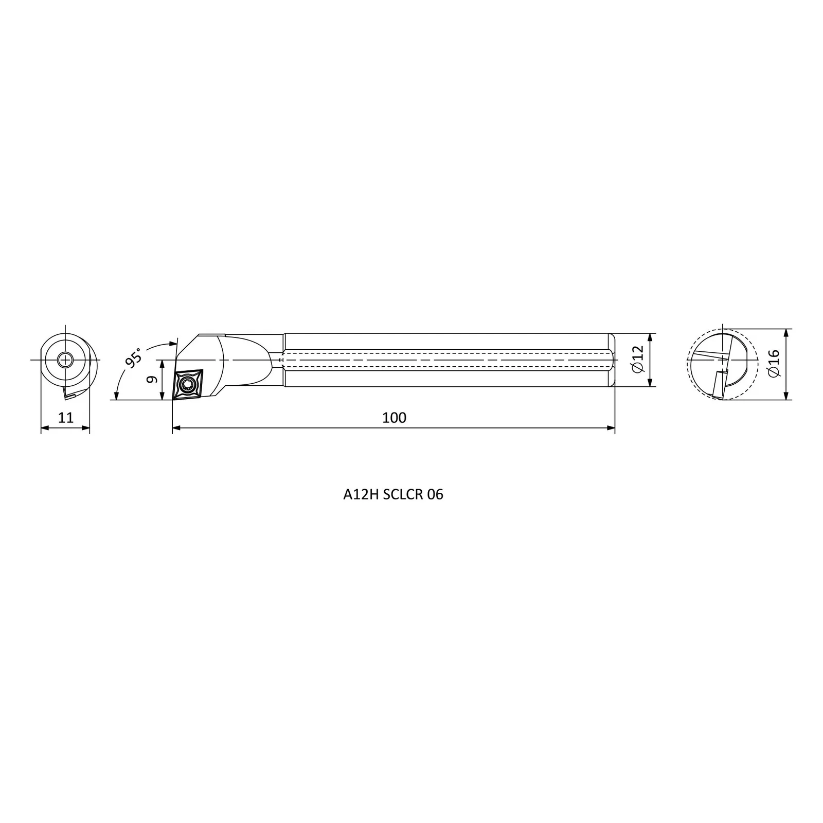 A12H SCLCR 06 &mdash; dimensioned drawing