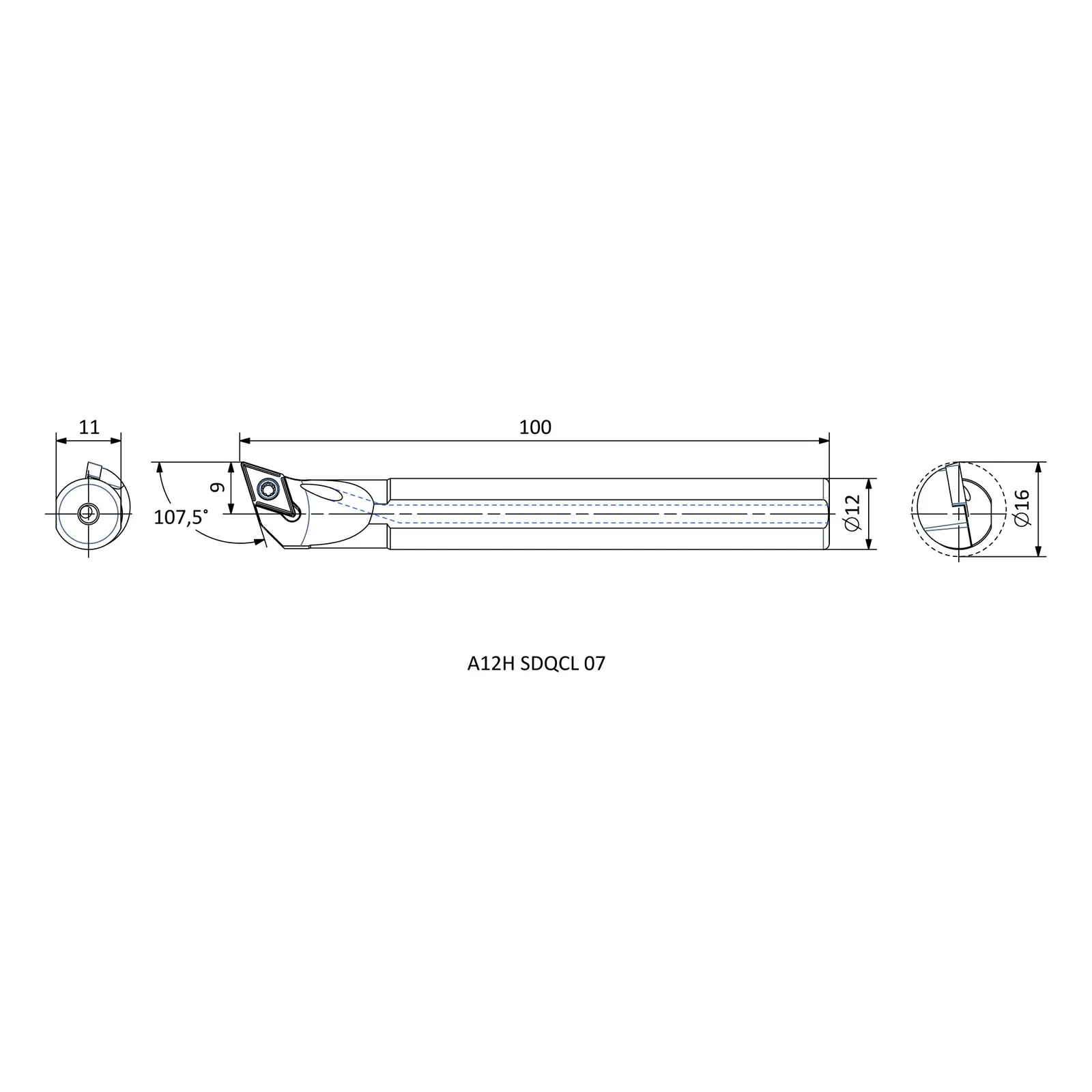 A12H SDQCL 07 &mdash; dimensioned drawing
