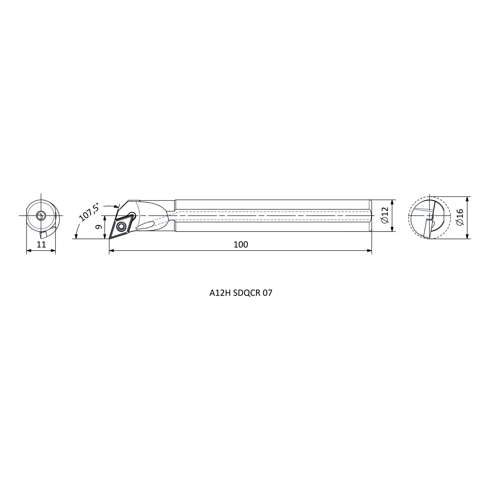 A12H SDQCR 07 &mdash; dimensioned drawing
