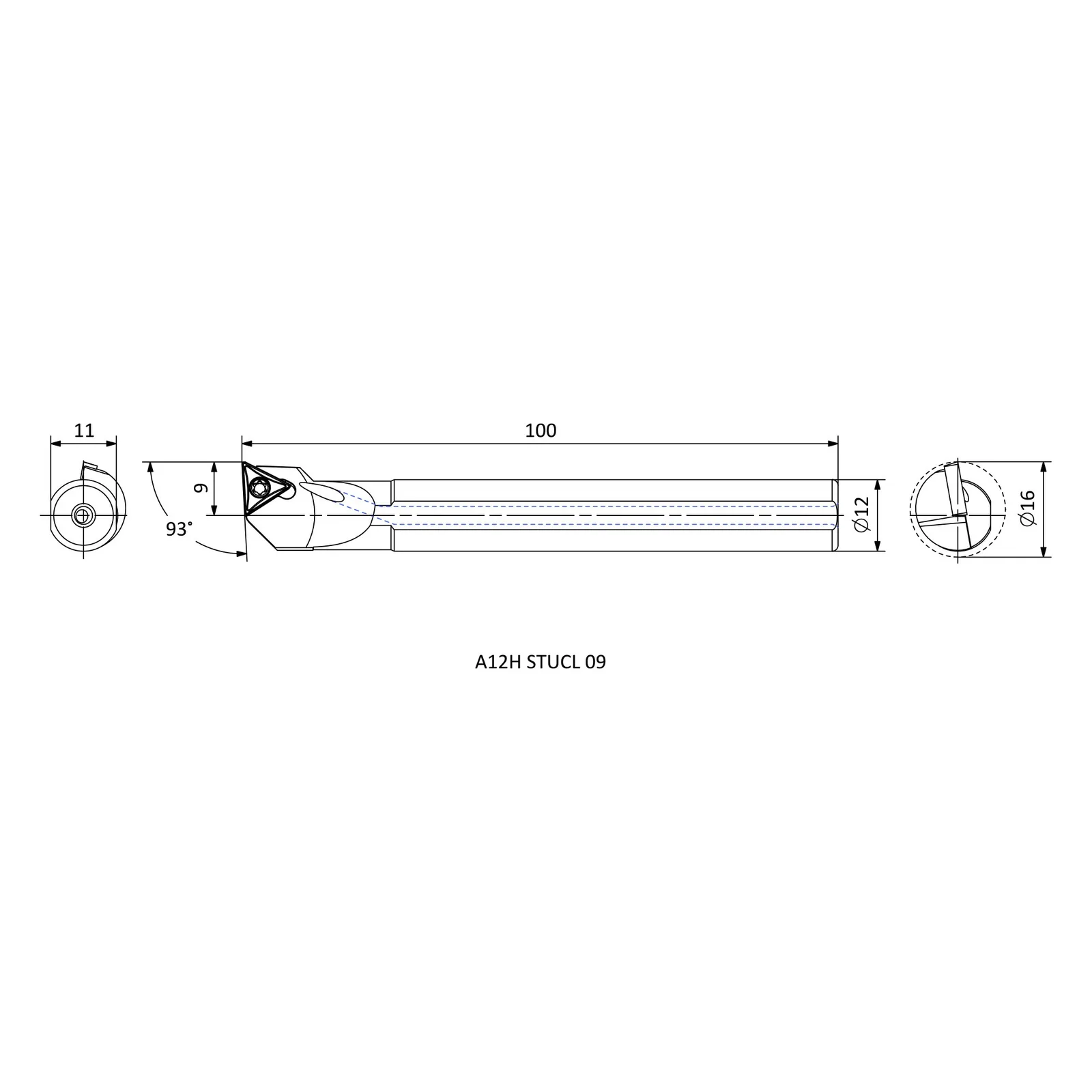 A12H STUCL 09 &mdash; dimensioned drawing