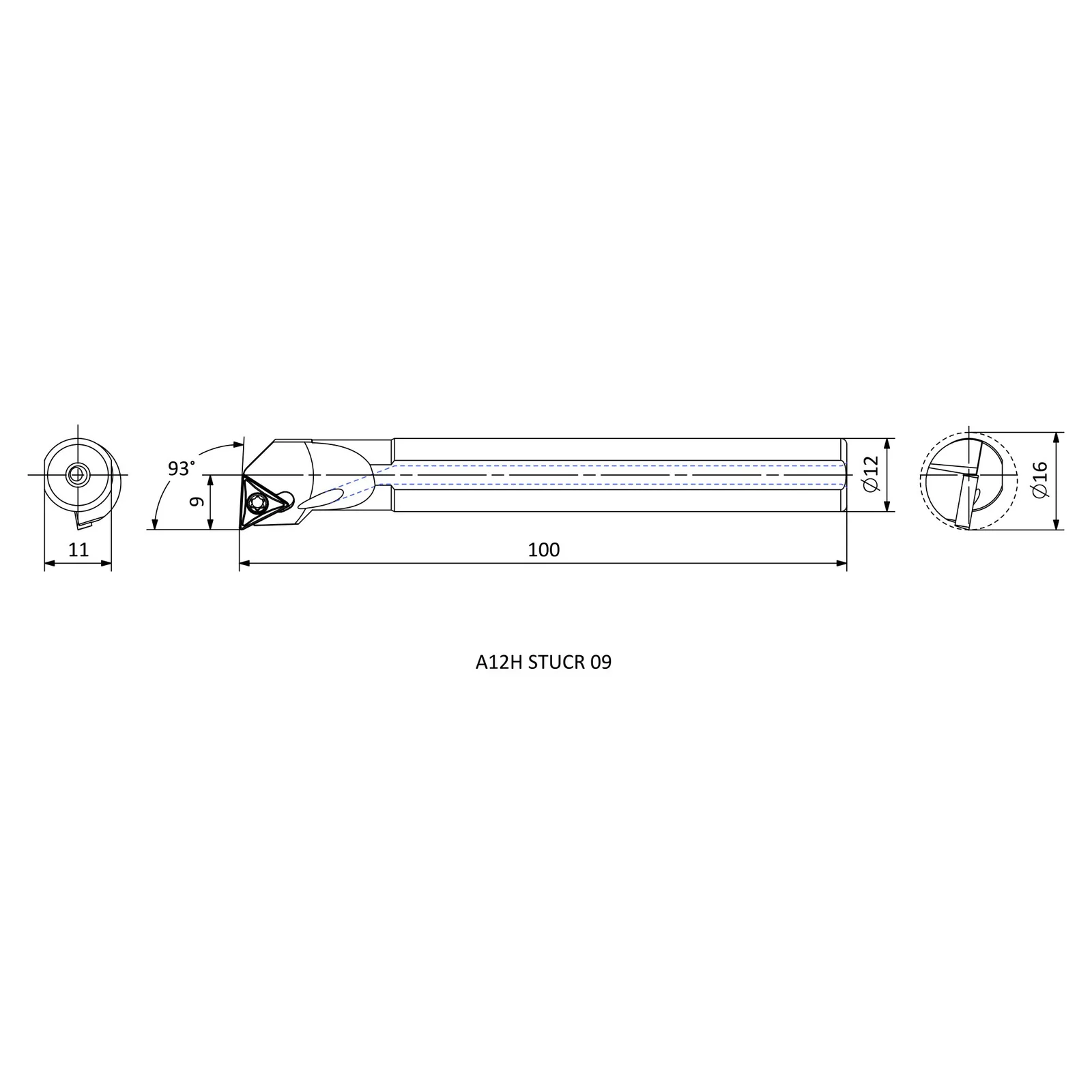 A12H STUCR 09 &mdash; dimensioned drawing