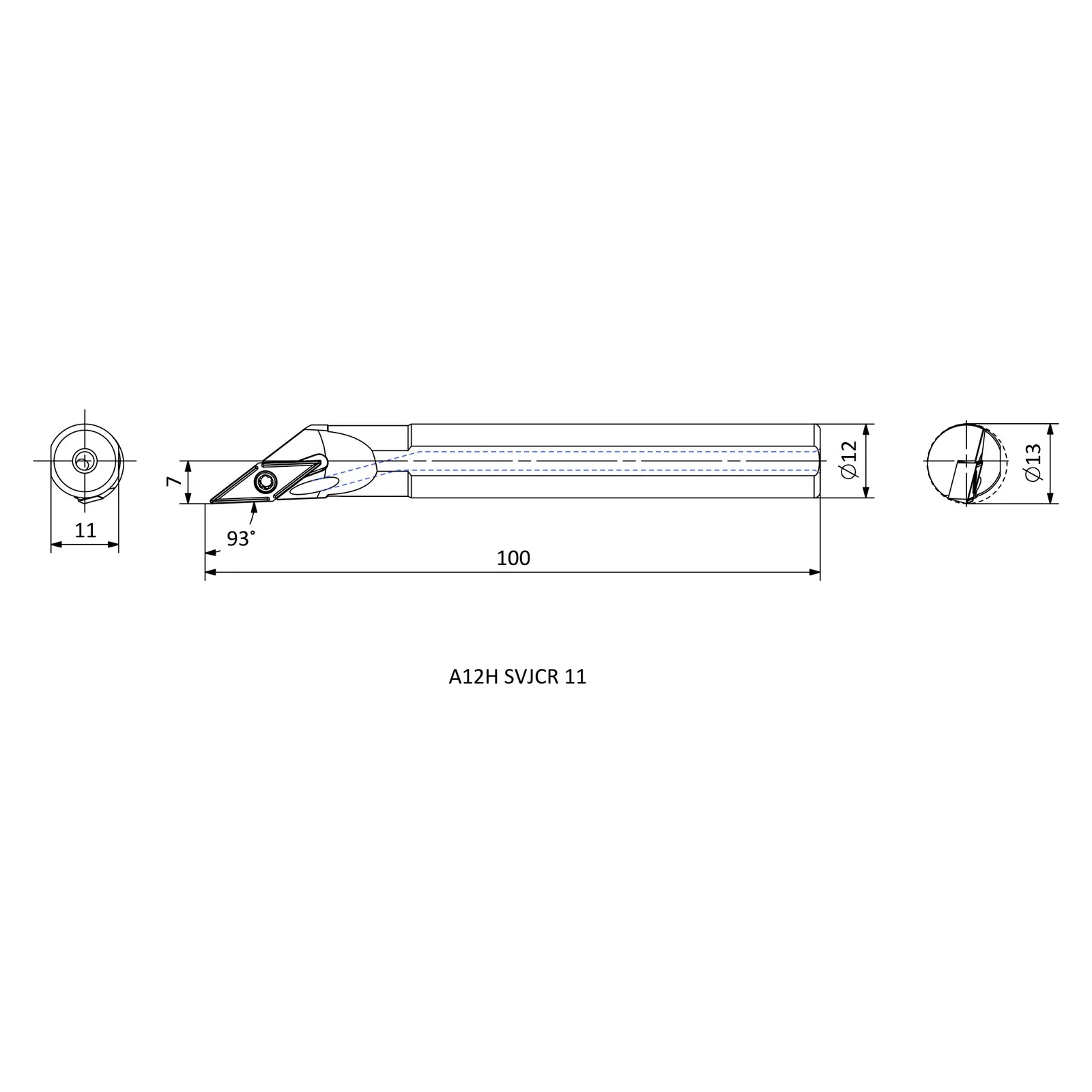 A12H SVJCR 11 &mdash; dimensioned drawing