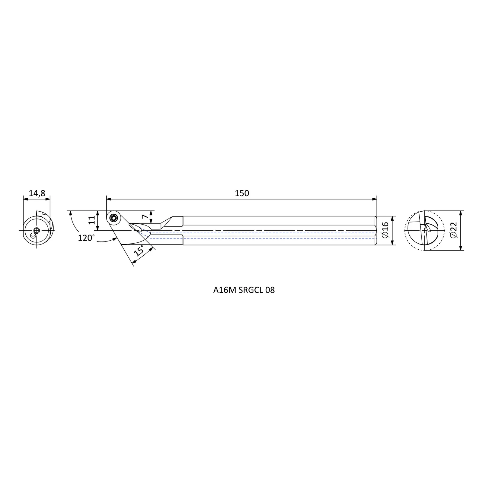 A16M SRGCL 08 &mdash; dimensioned drawing