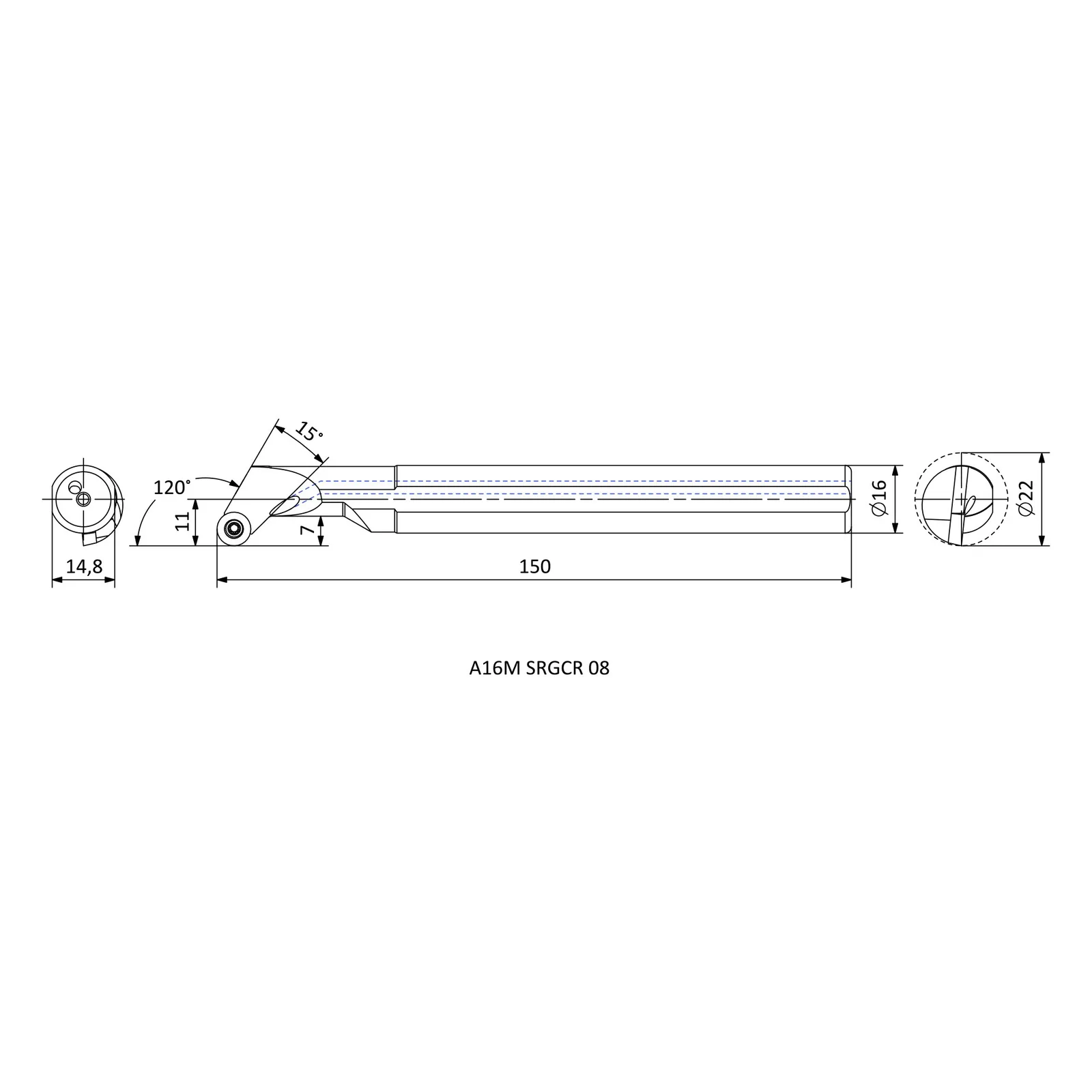 A16M SRGCR 08 &mdash; dimensioned drawing