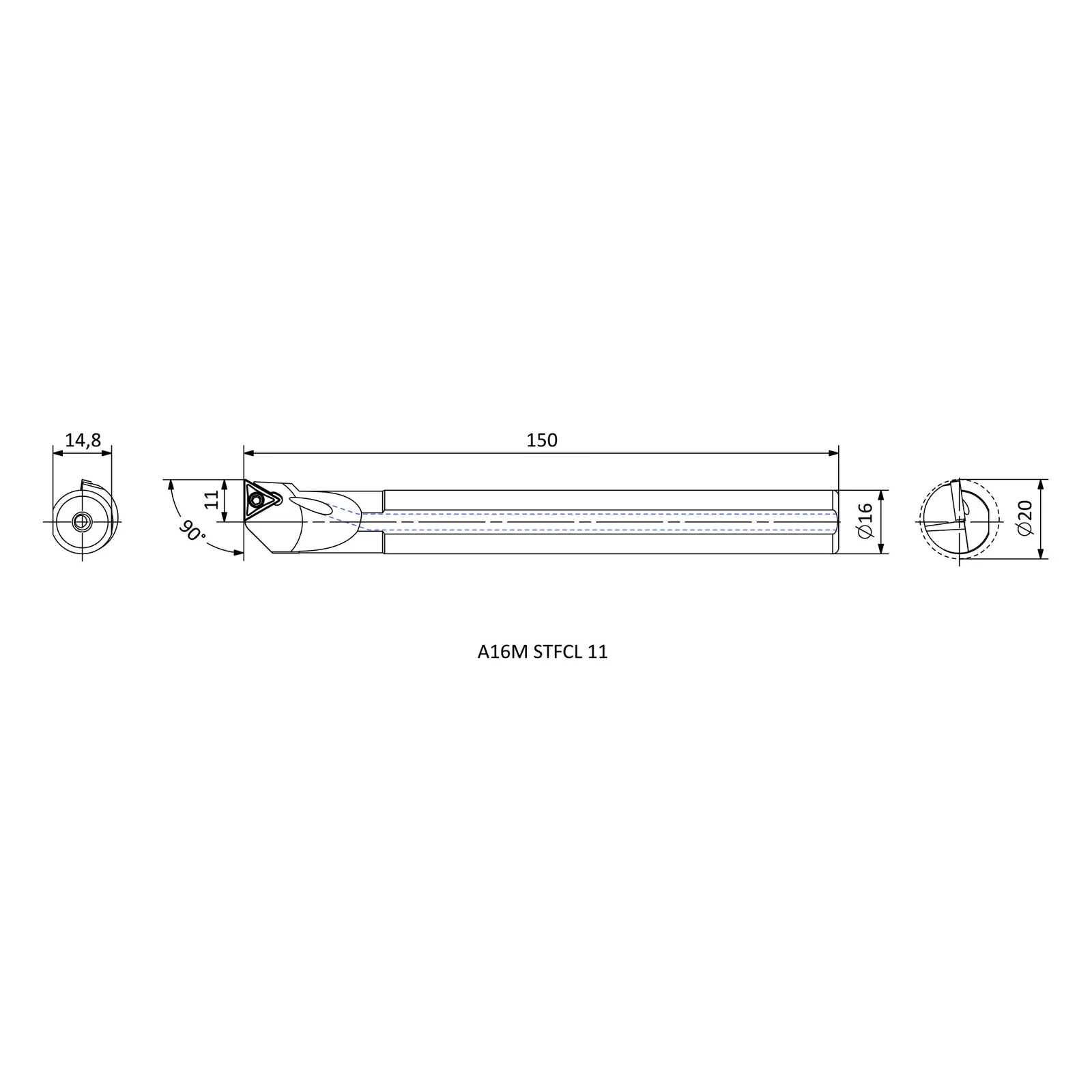 A16M STFCL 11 &mdash; dimensioned drawing