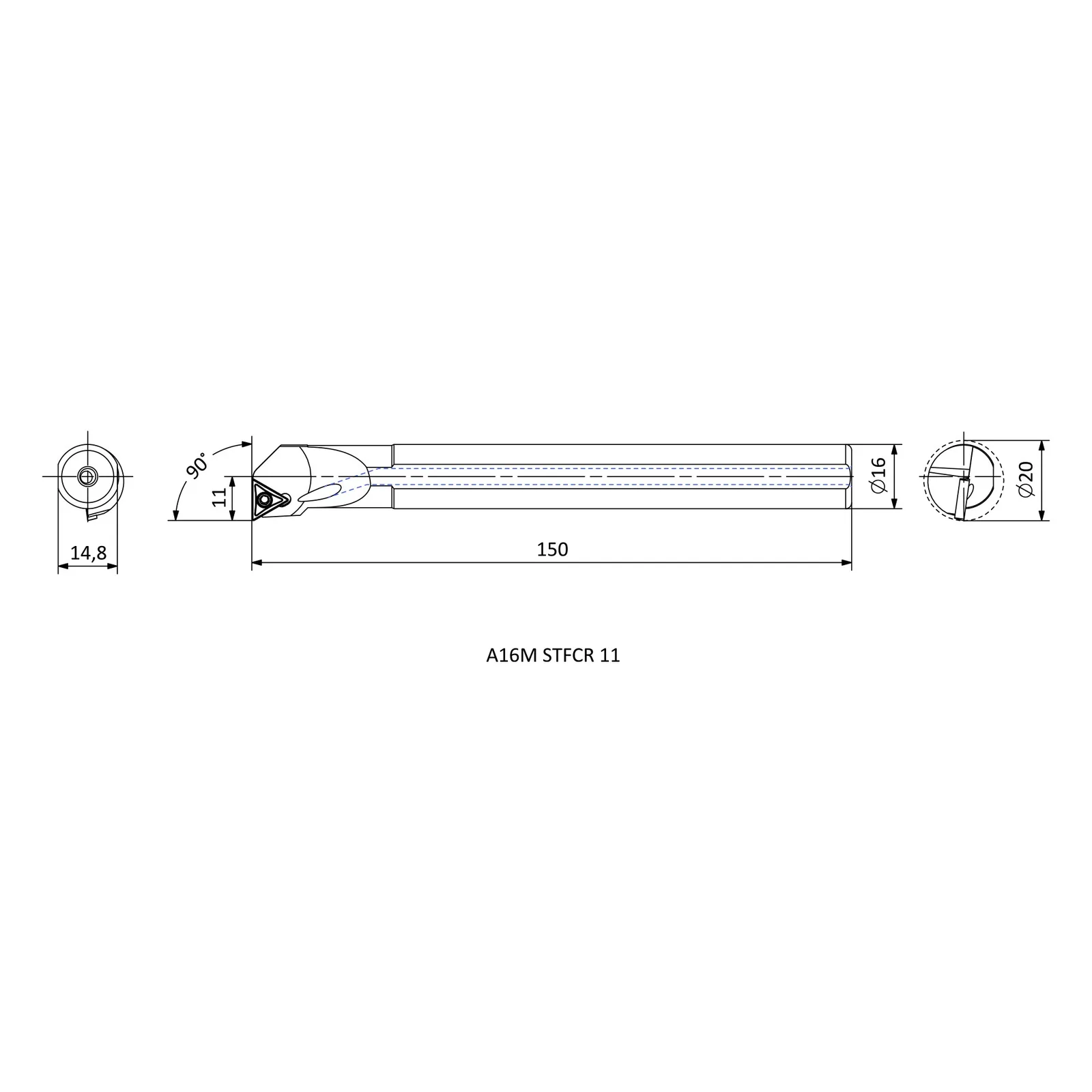 A16M STFCR 11 &mdash; dimensioned drawing
