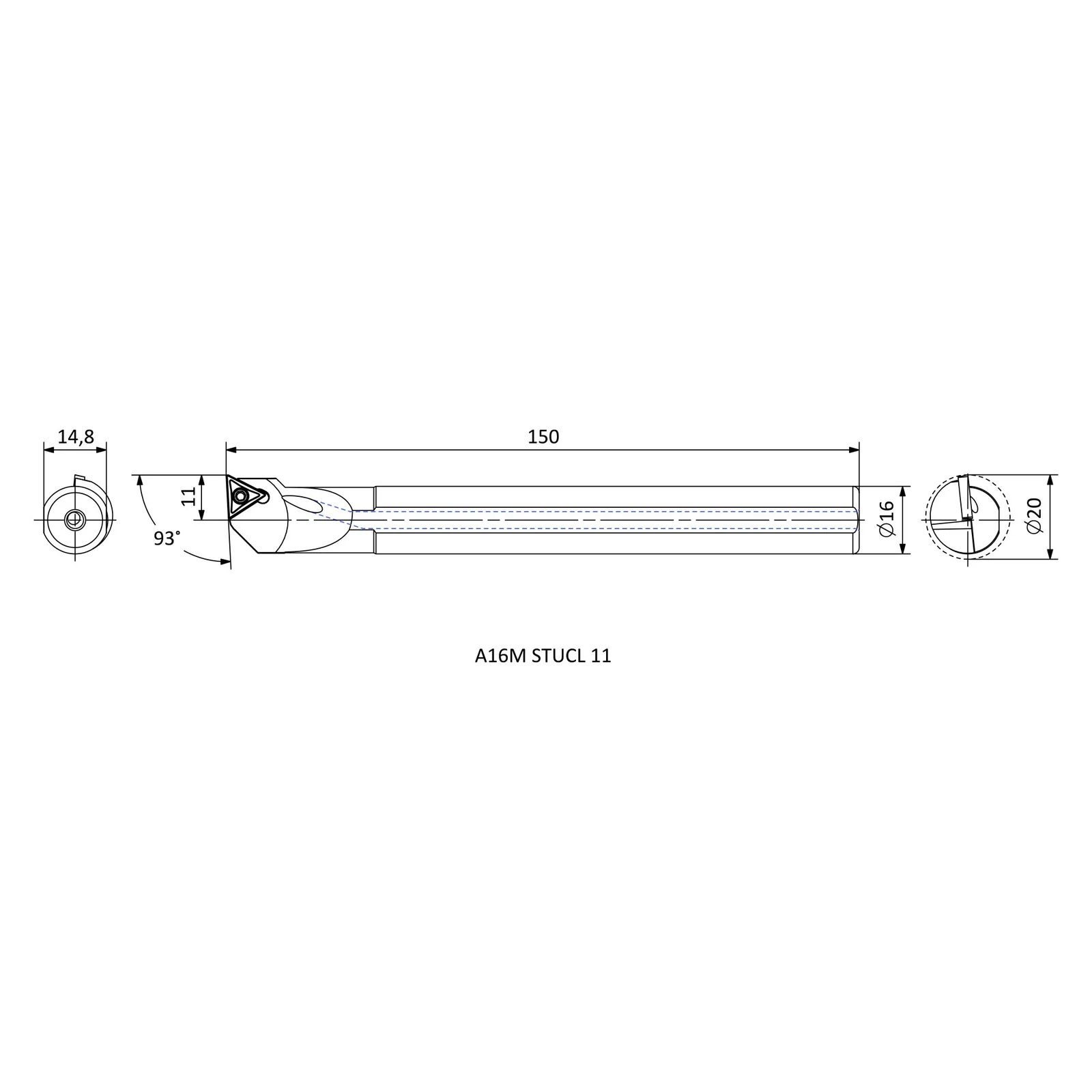 A16M STUCL 11 &mdash; dimensioned drawing