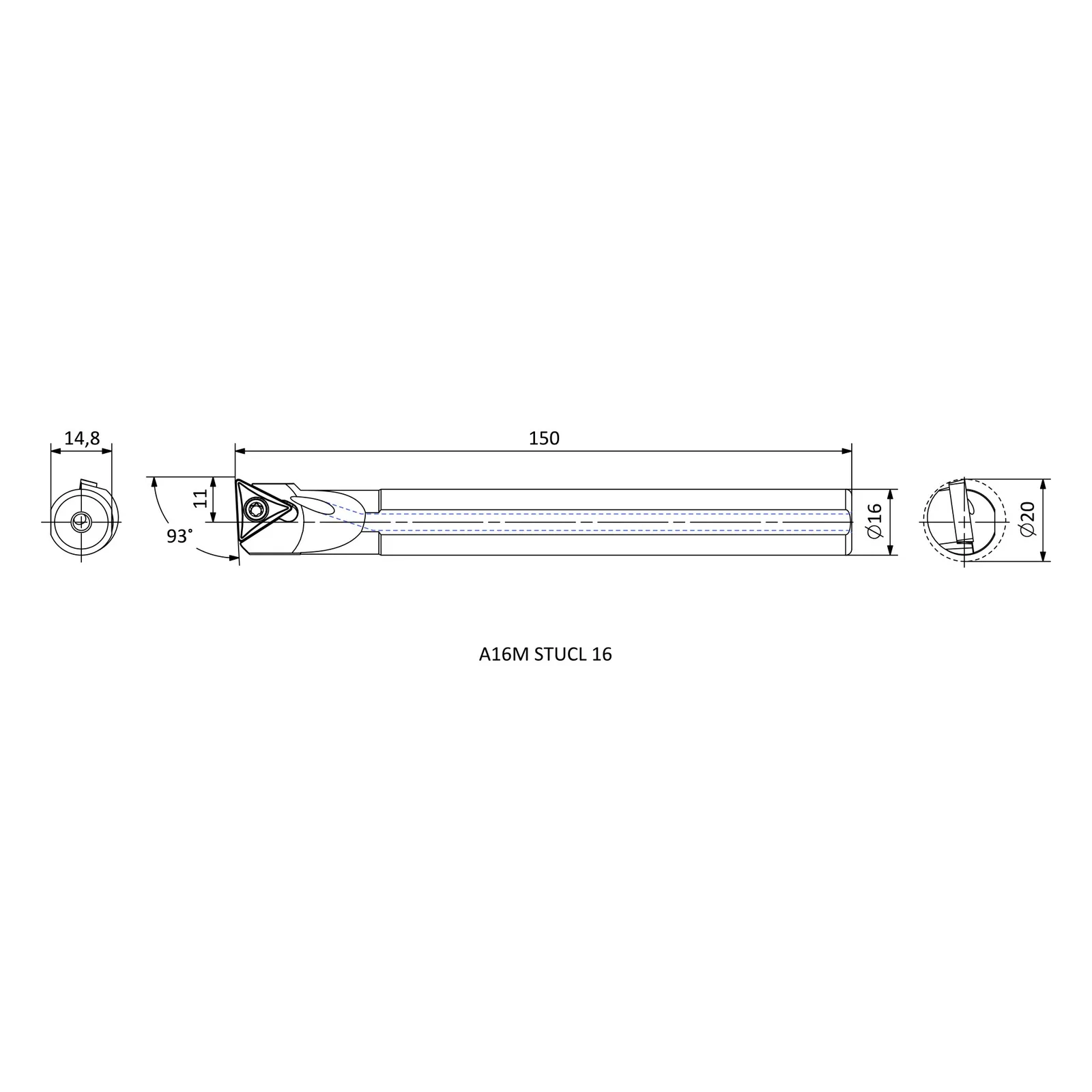 A16M STUCL 16 &mdash; dimensioned drawing