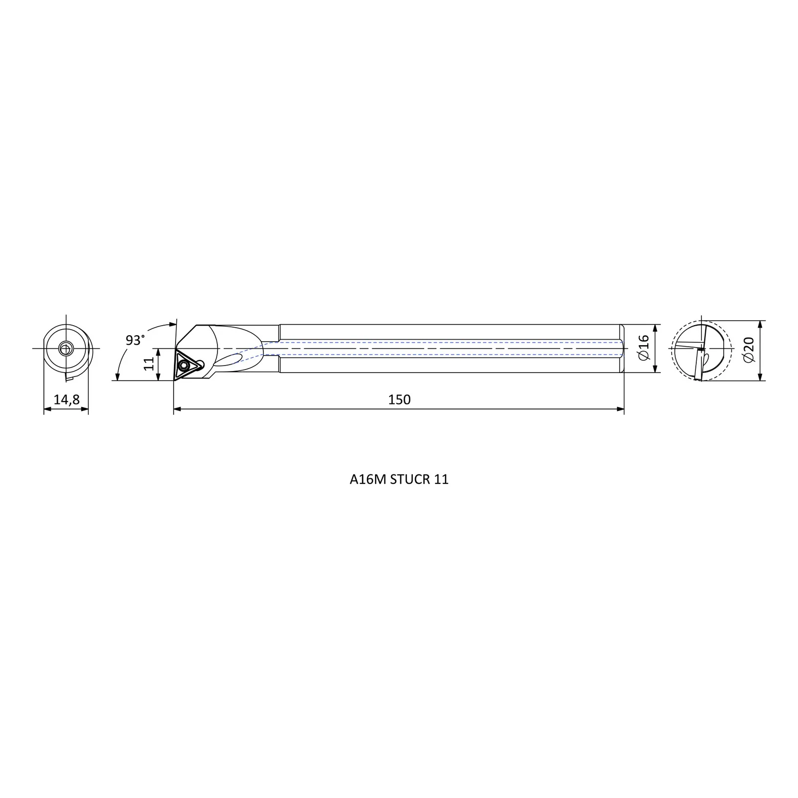 A16M STUCR 11 &mdash; dimensioned drawing