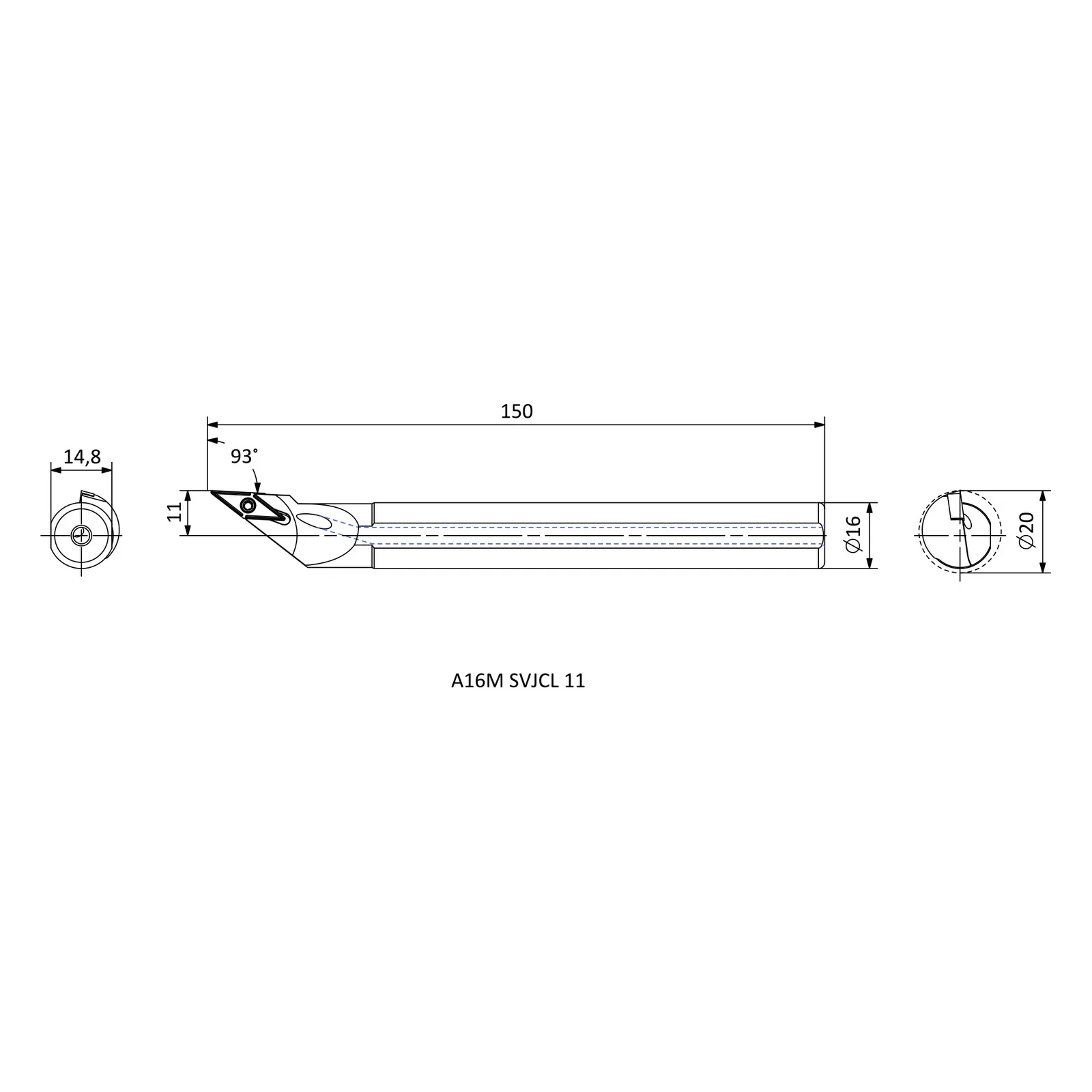 A16M SVJCL 11 &mdash; dimensioned drawing