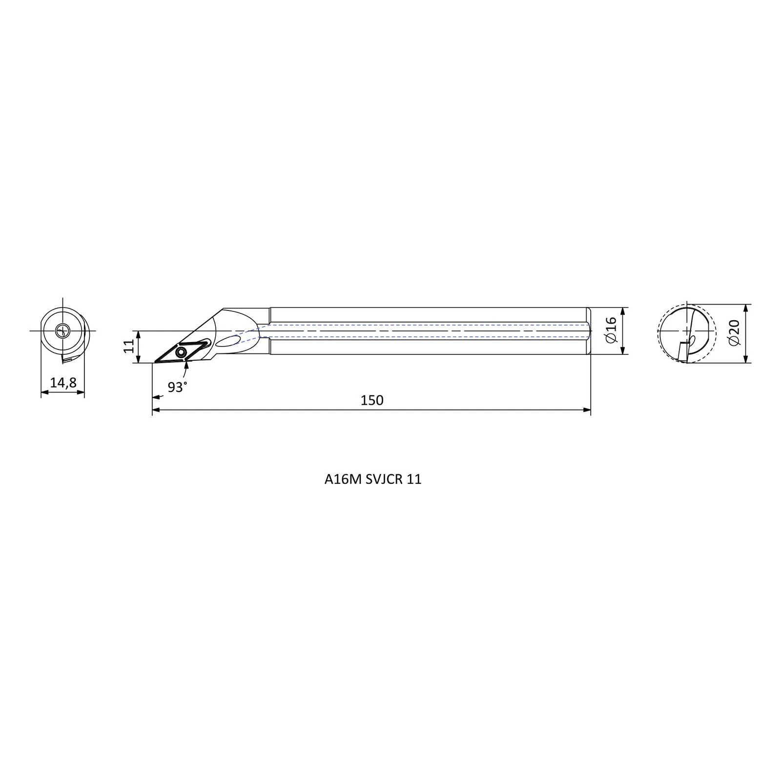 A16M SVJCR 11 &mdash; dimensioned drawing