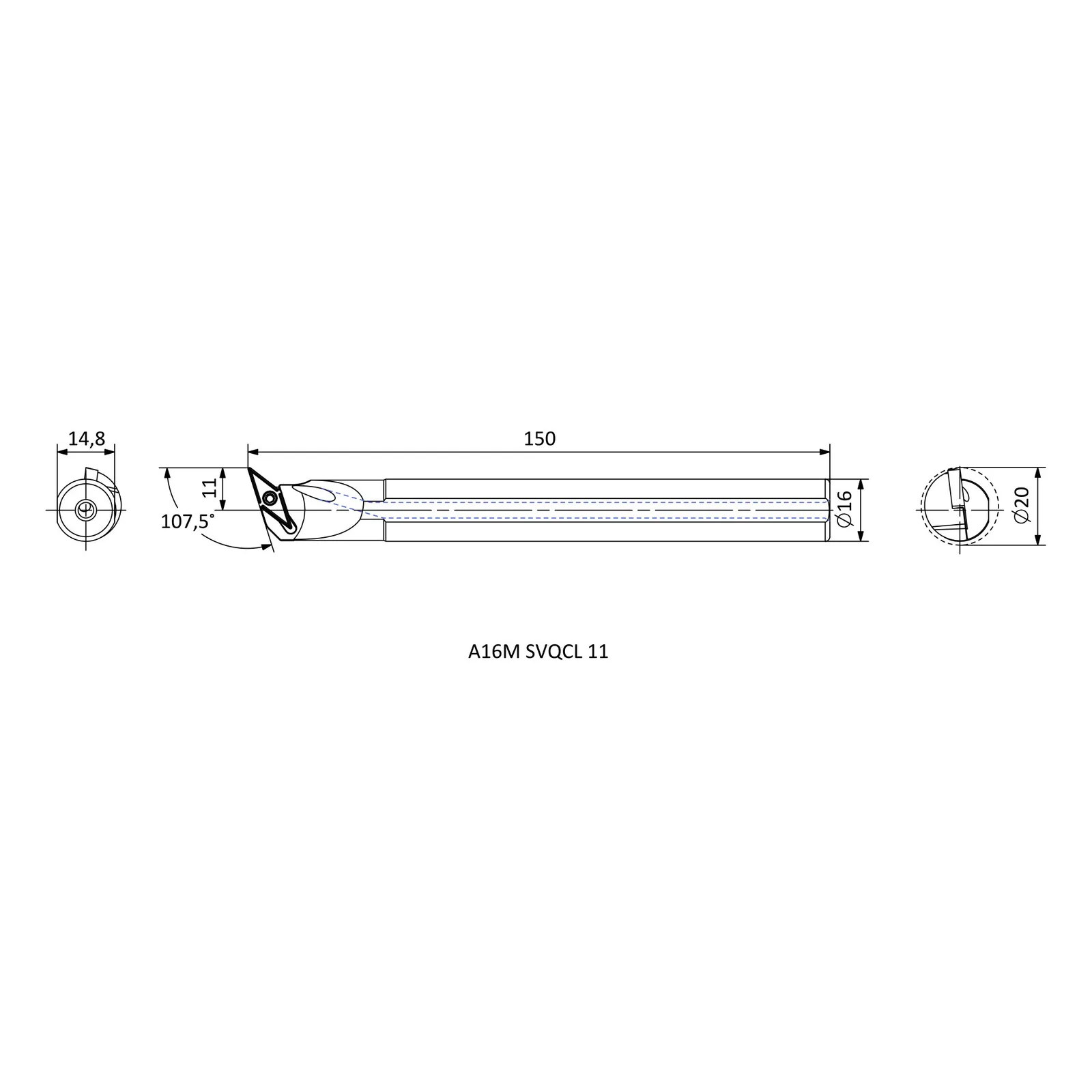 A16M SVQCL 11 &mdash; dimensioned drawing