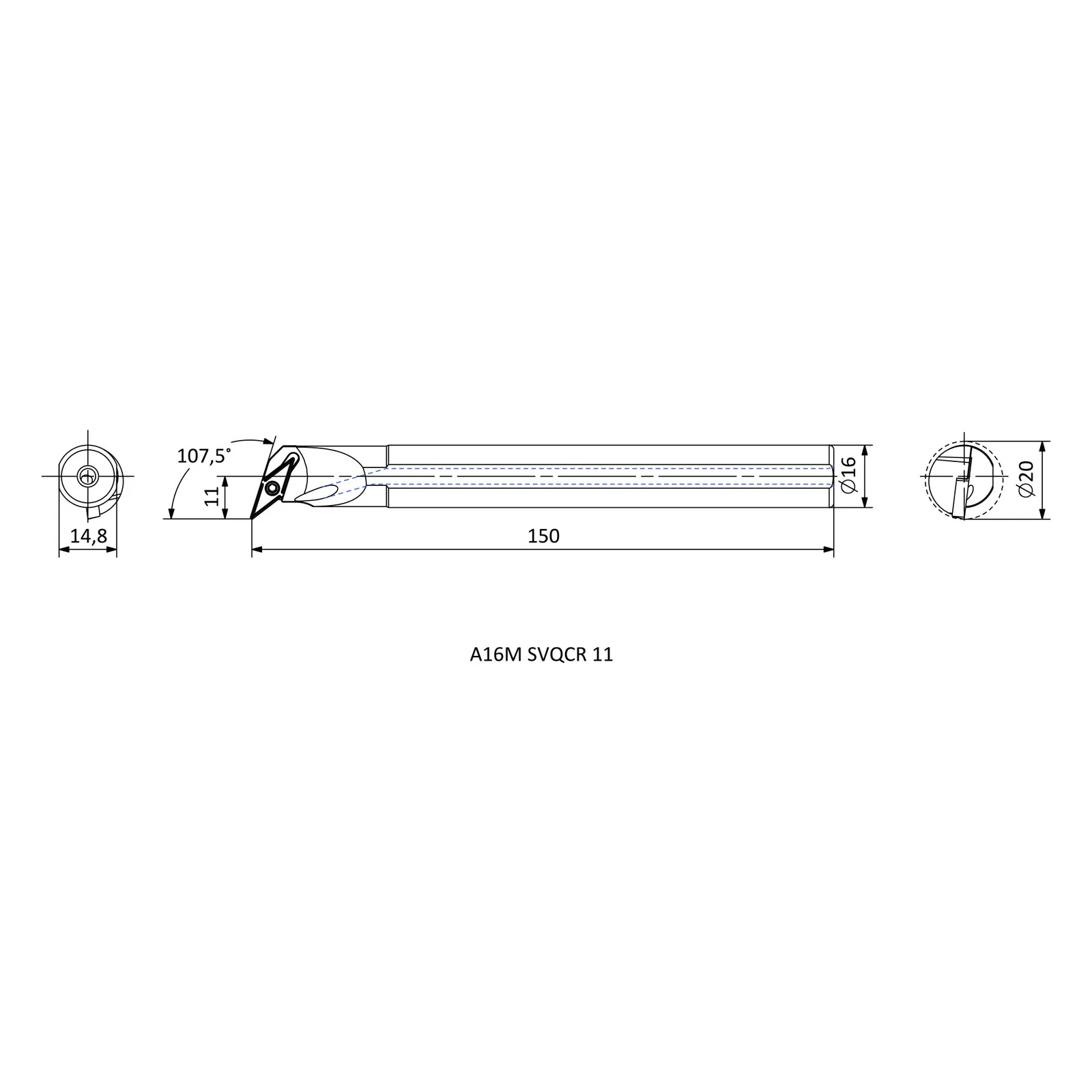A16M SVQCR 11 &mdash; dimensioned drawing