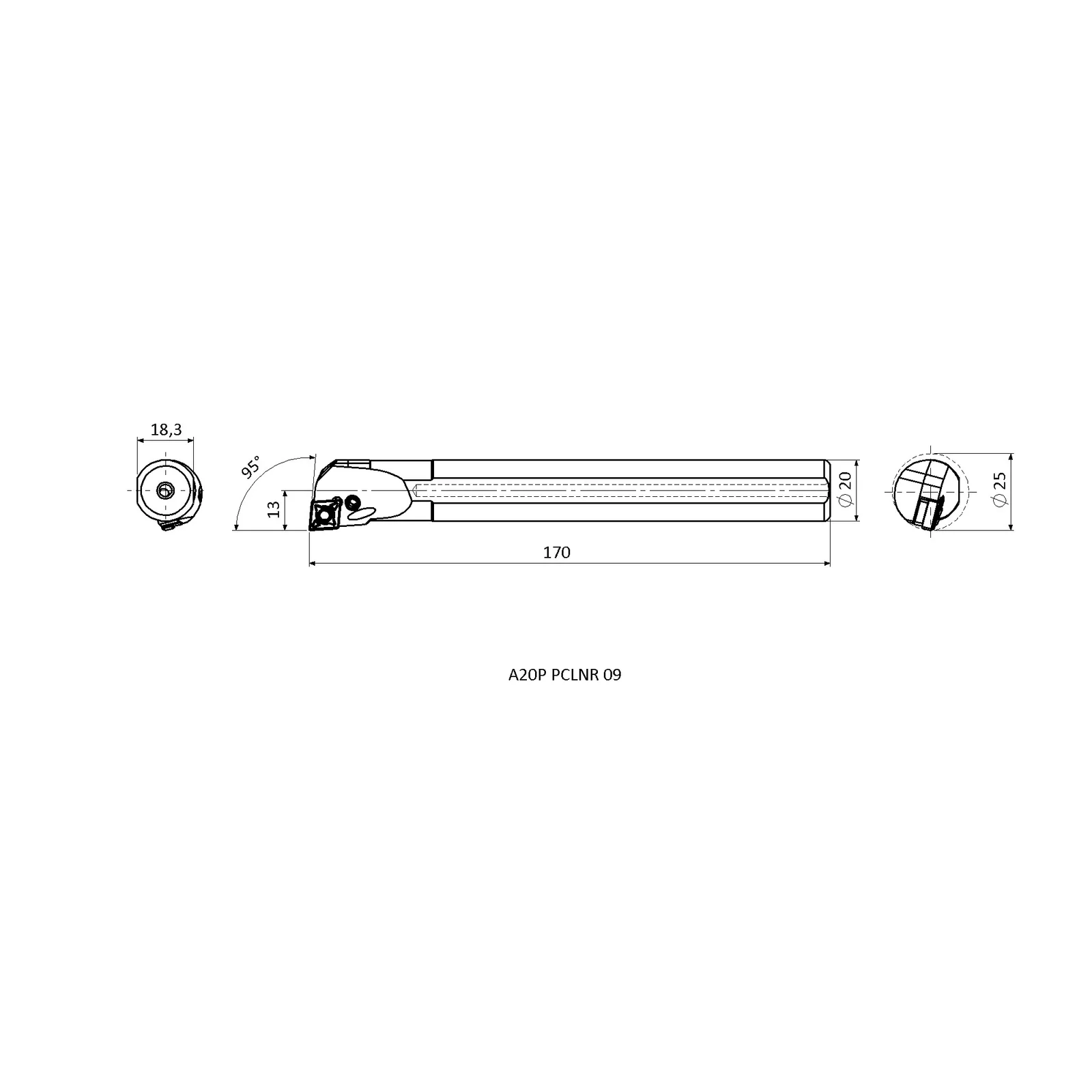 A20P PCLNR 09 &mdash; dimensioned drawing