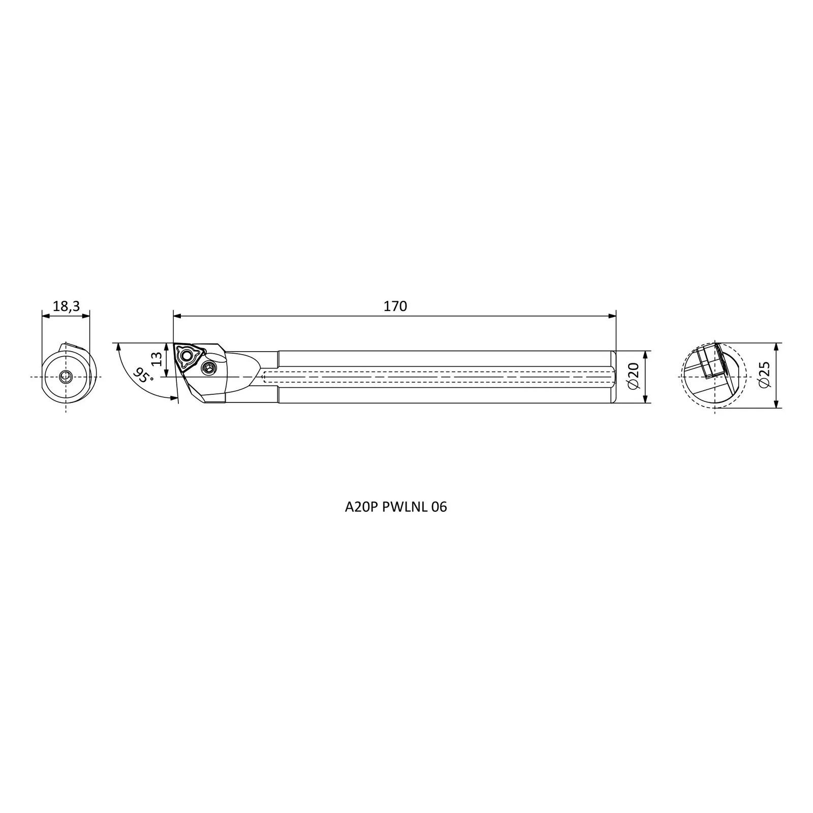 A20P PWLNL 06 &mdash; dimensioned drawing