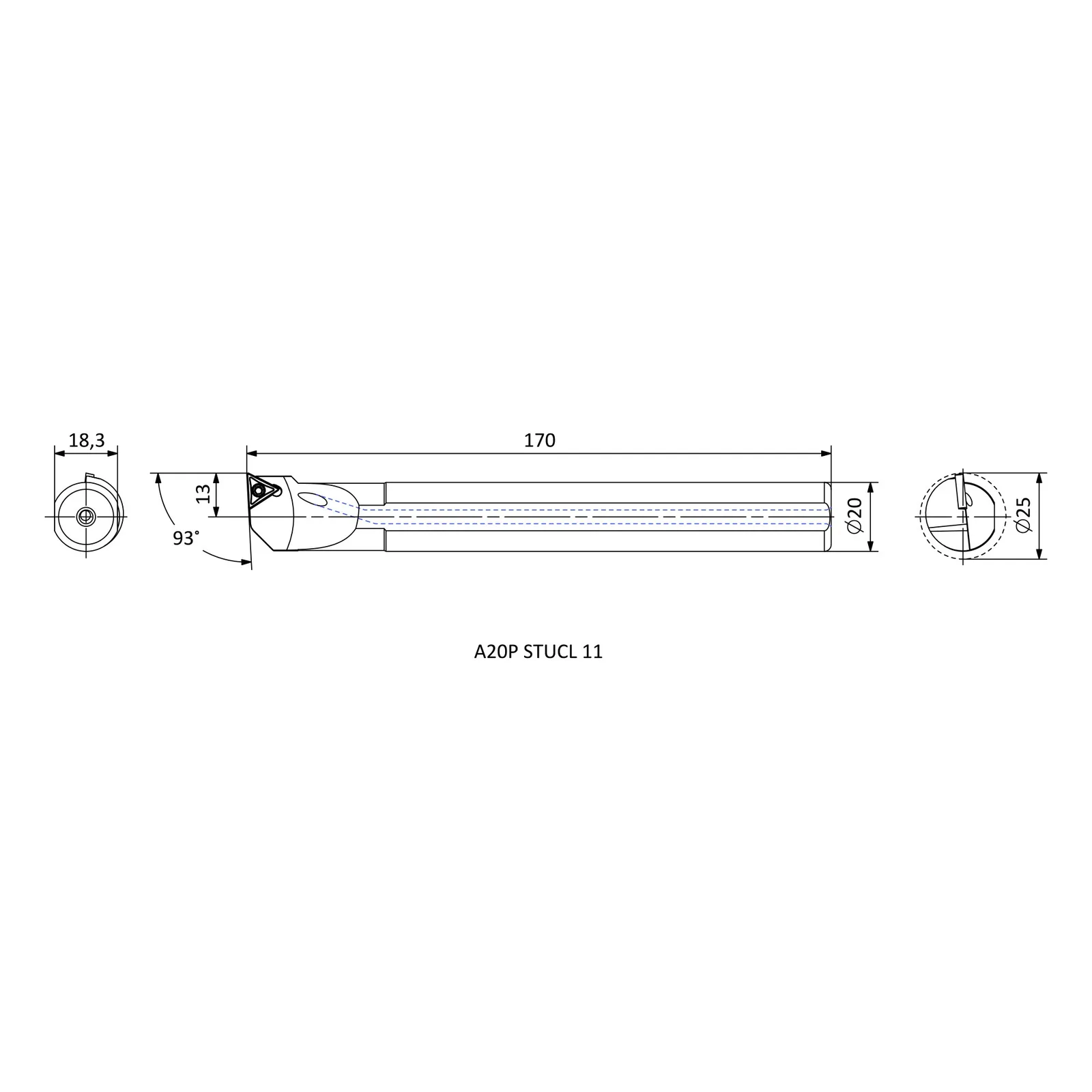 A20P STUCL 11 &mdash; dimensioned drawing