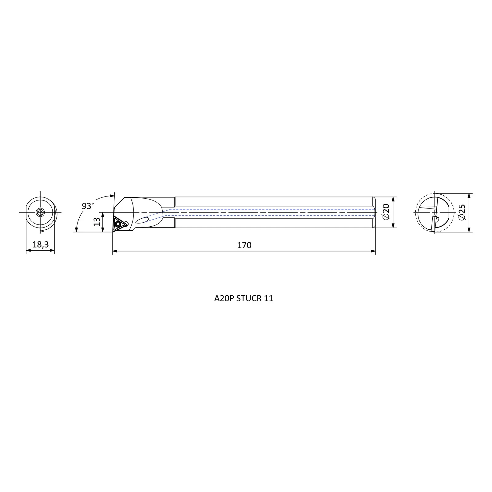 A20P STUCR 11 &mdash; dimensioned drawing