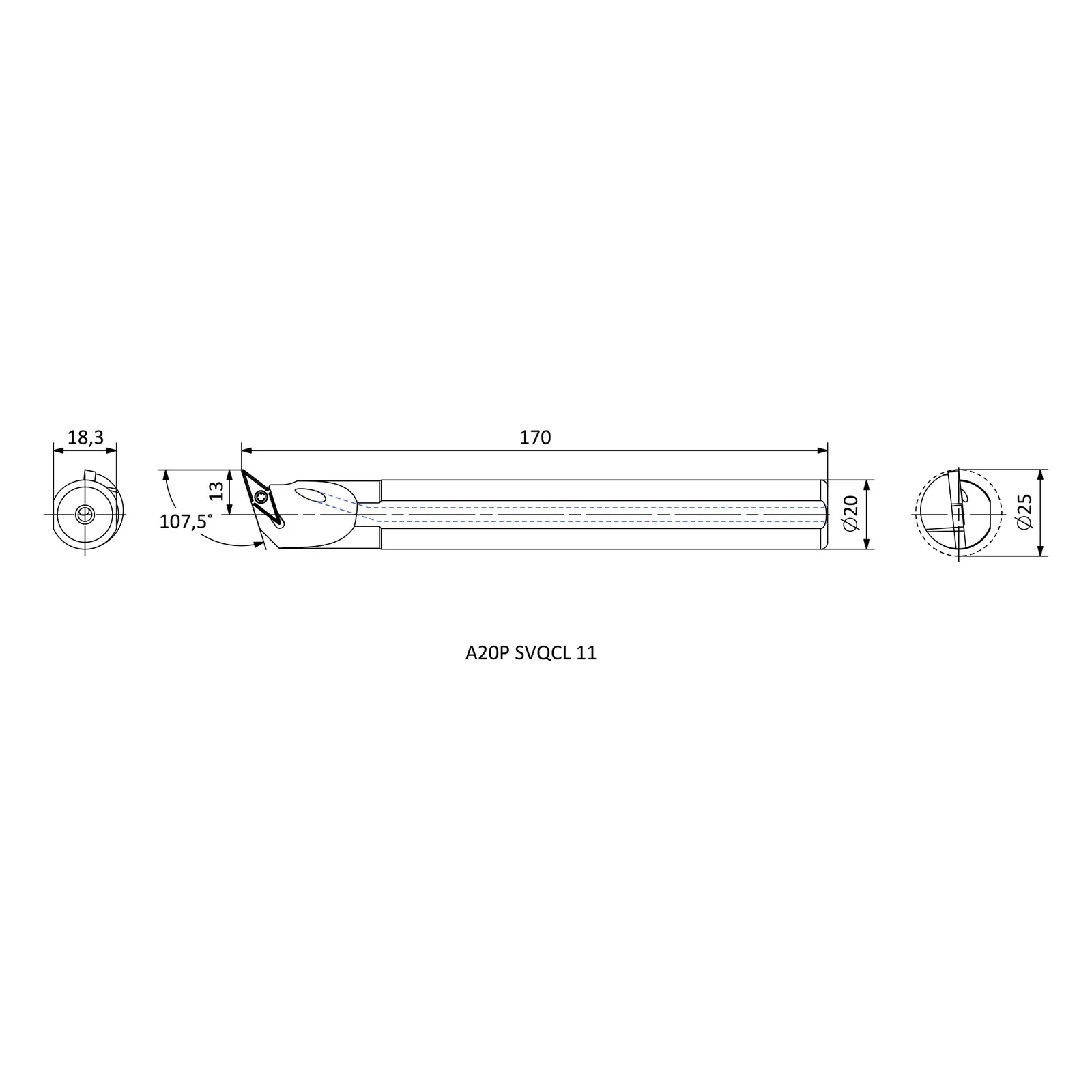 A20P SVQCL 11 &mdash; dimensioned drawing