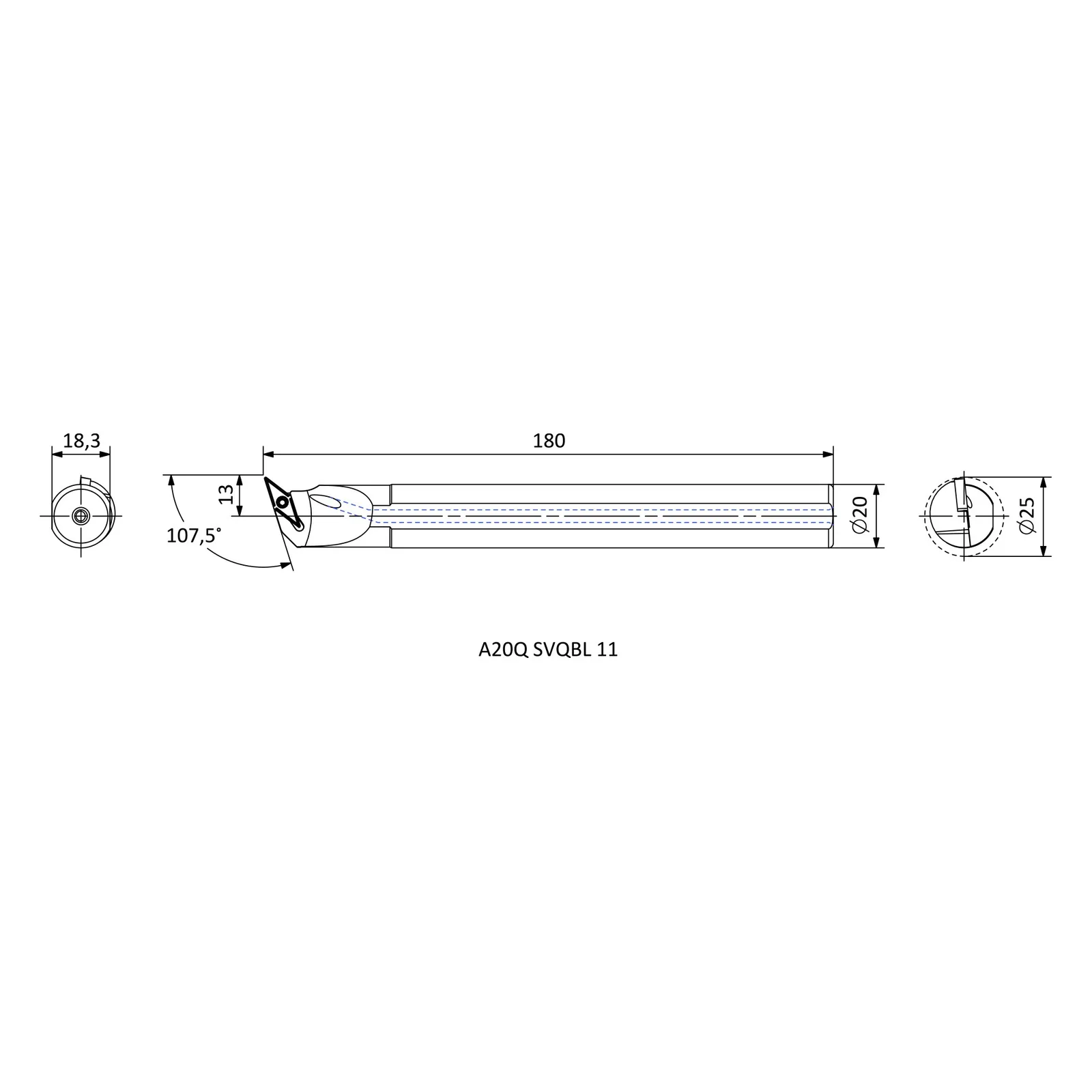 A20Q SVQBL 11 &mdash; dimensioned drawing