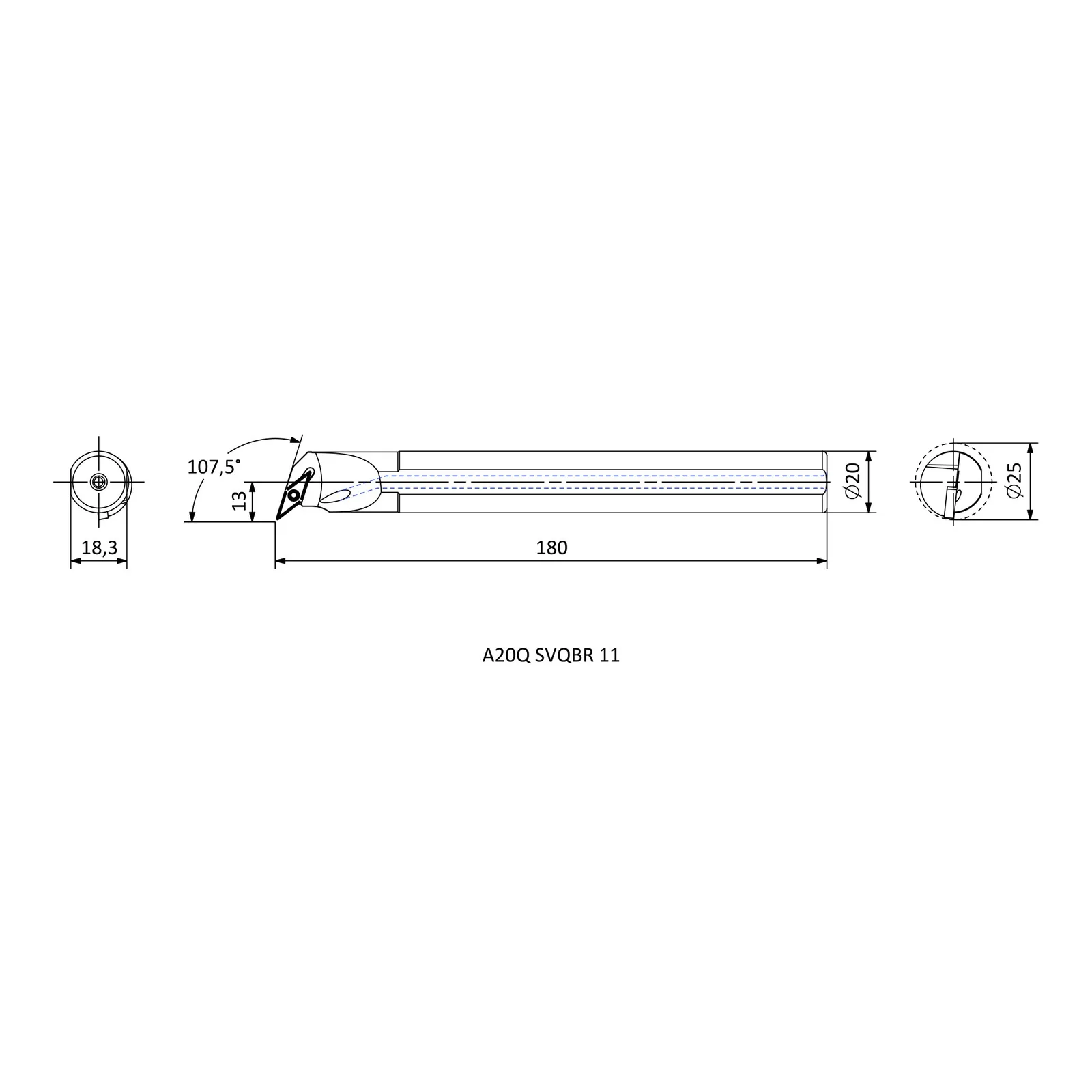 A20Q SVQBR 11 &mdash; dimensioned drawing