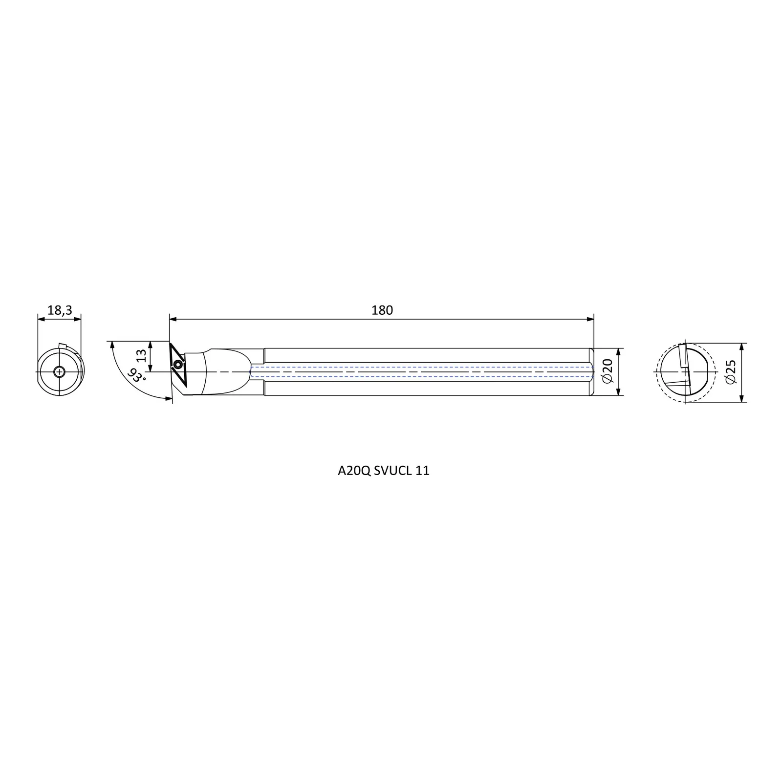 A20Q SVUCL 11 &mdash; dimensioned drawing