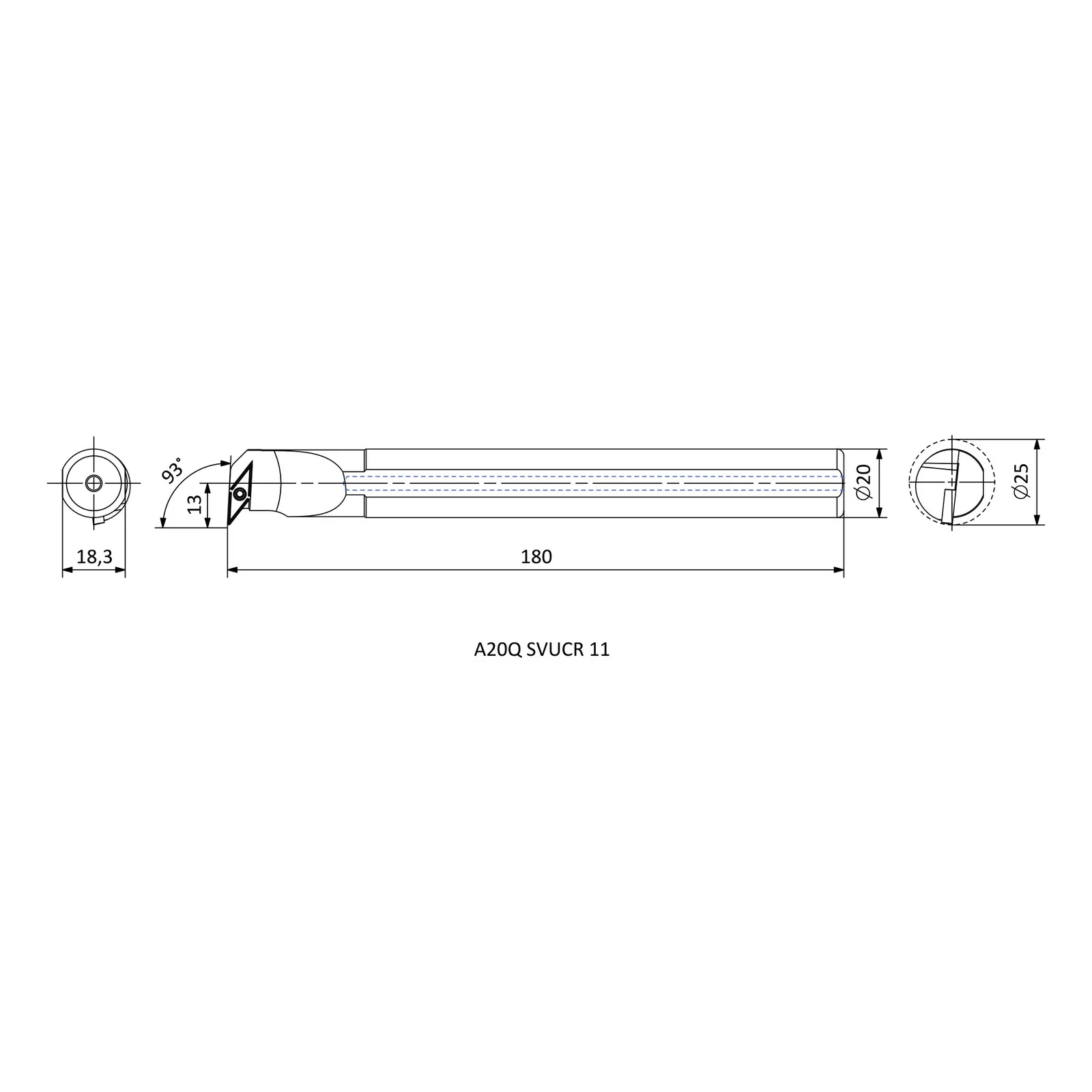 A20Q SVUCR 11 &mdash; dimensioned drawing