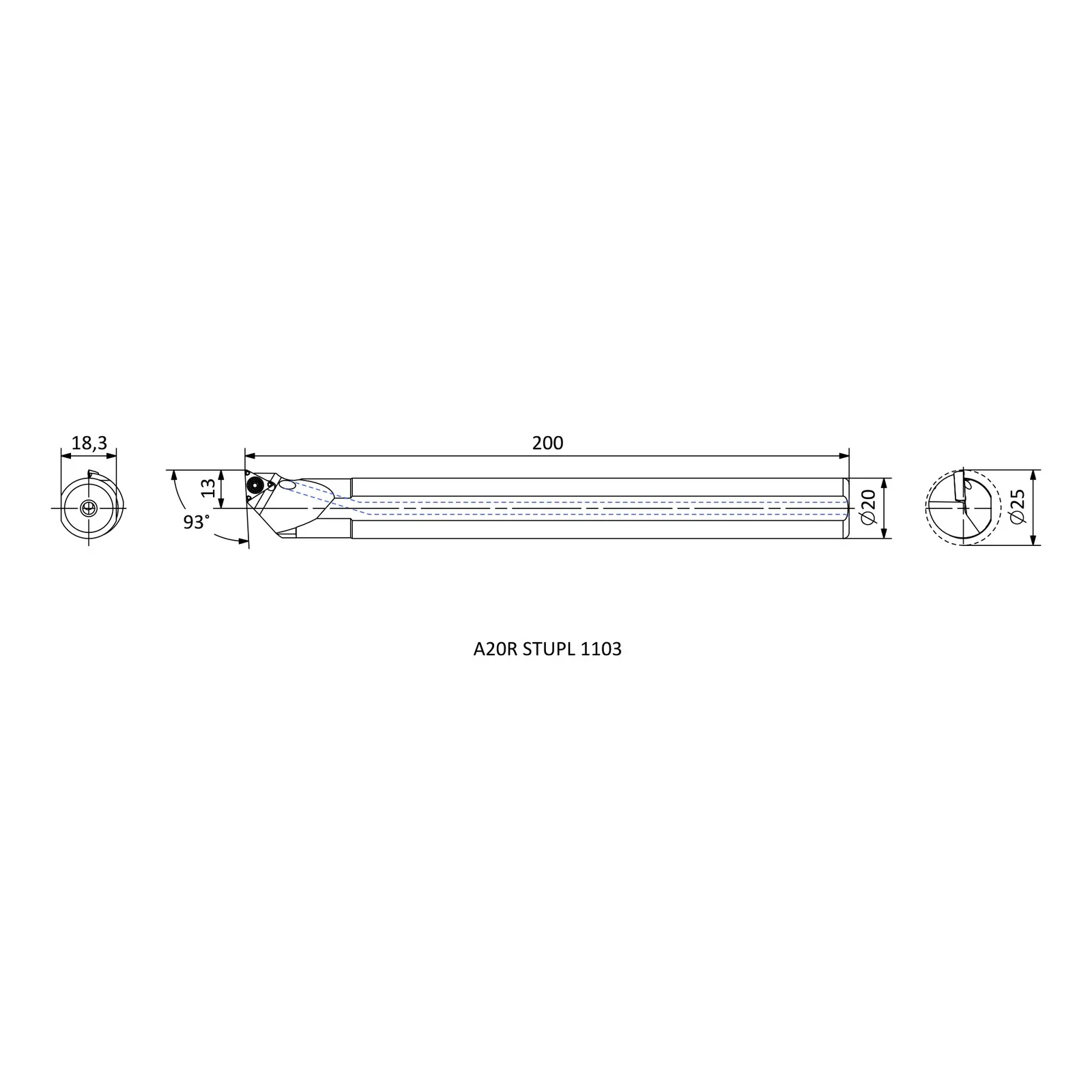 A20R STUPL 1103 &mdash; dimensioned drawing