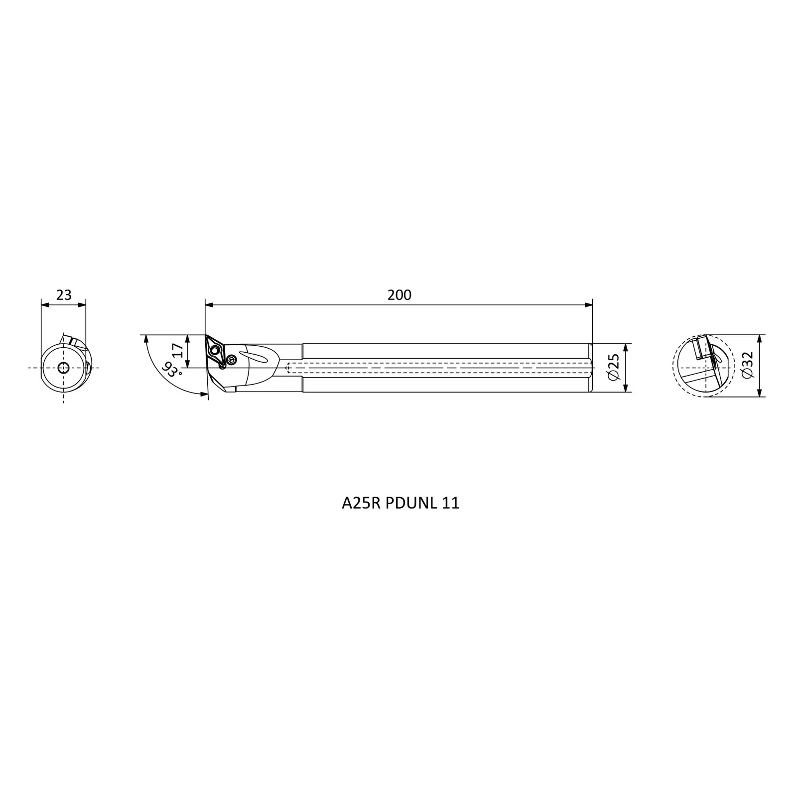 A25R PDUNL 11 &mdash; dimensioned drawing