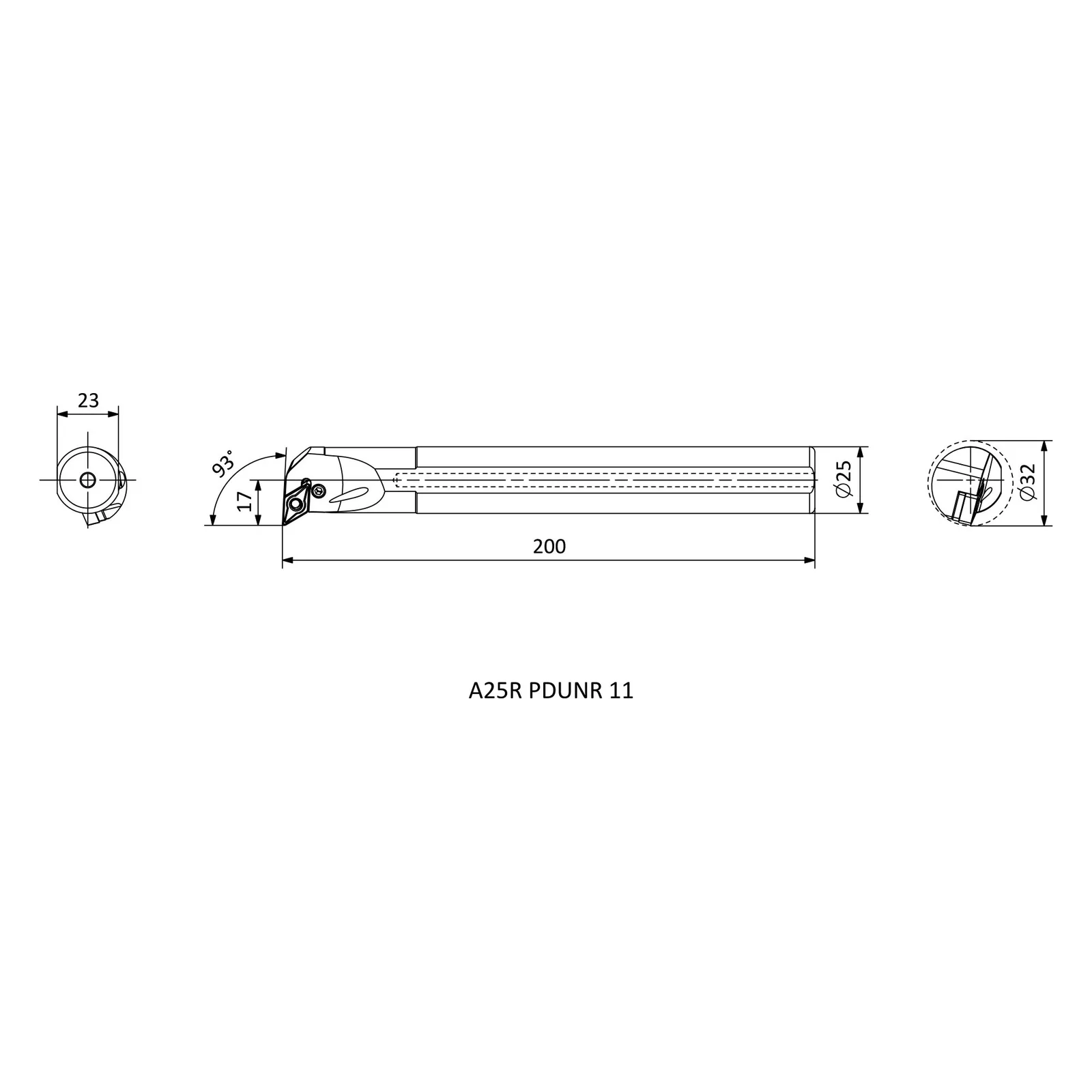 A25R PDUNR 11 &mdash; dimensioned drawing