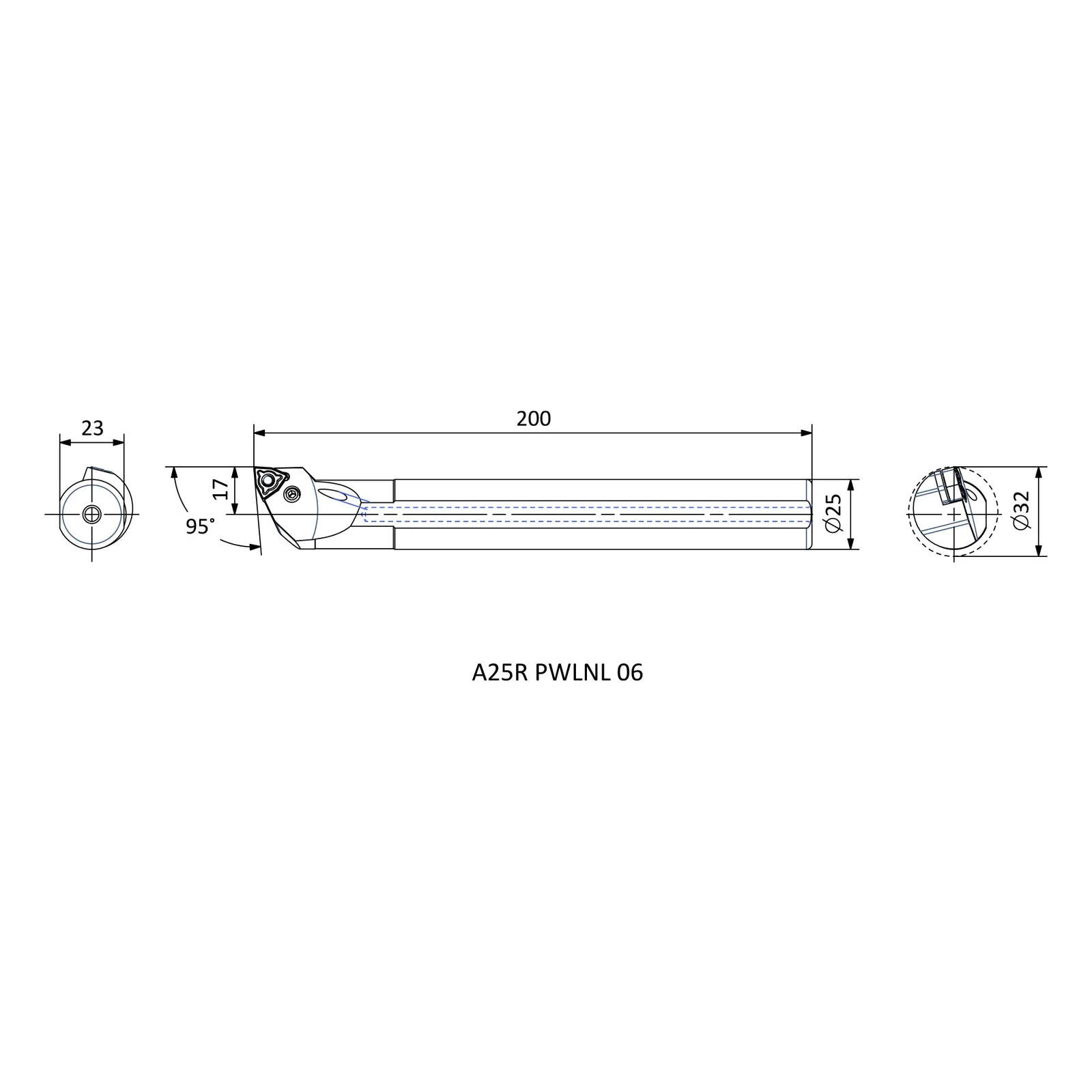 A25R PWLNL 06 &mdash; dimensioned drawing
