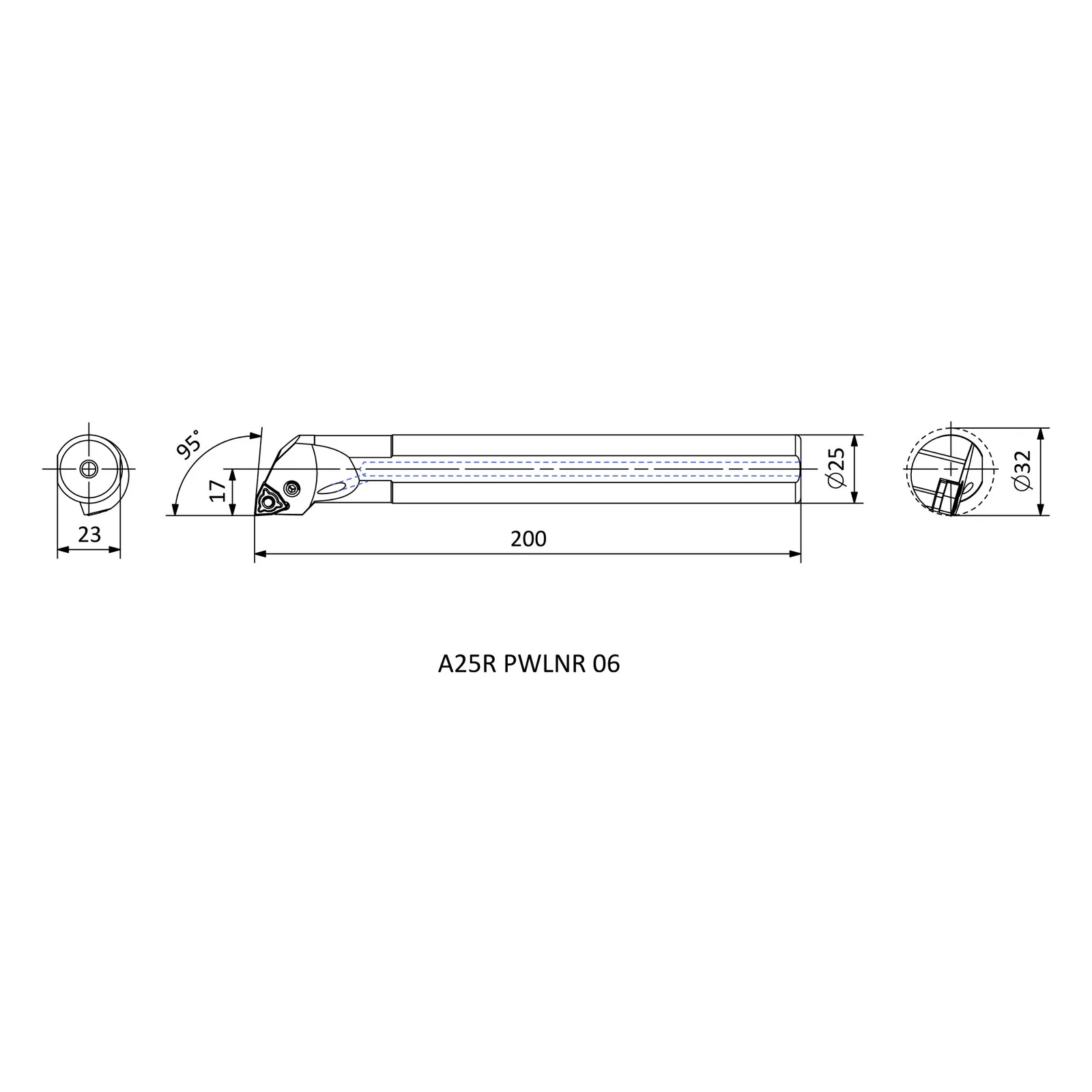 A25R PWLNR 06 &mdash; dimensioned drawing