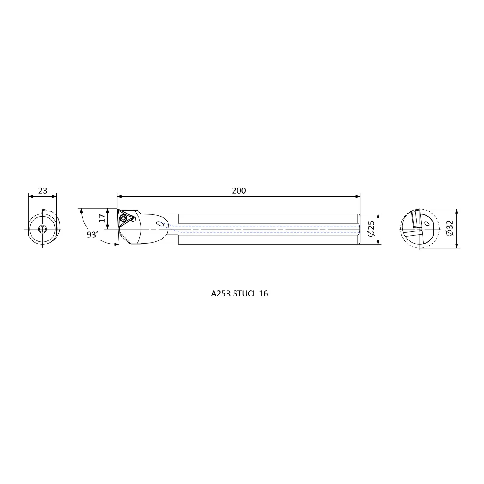 A25R STUCL 16 &mdash; dimensioned drawing