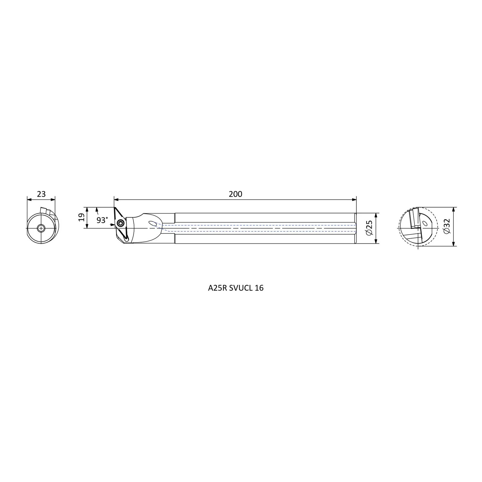 A25R SVUCL 16 &mdash; dimensioned drawing