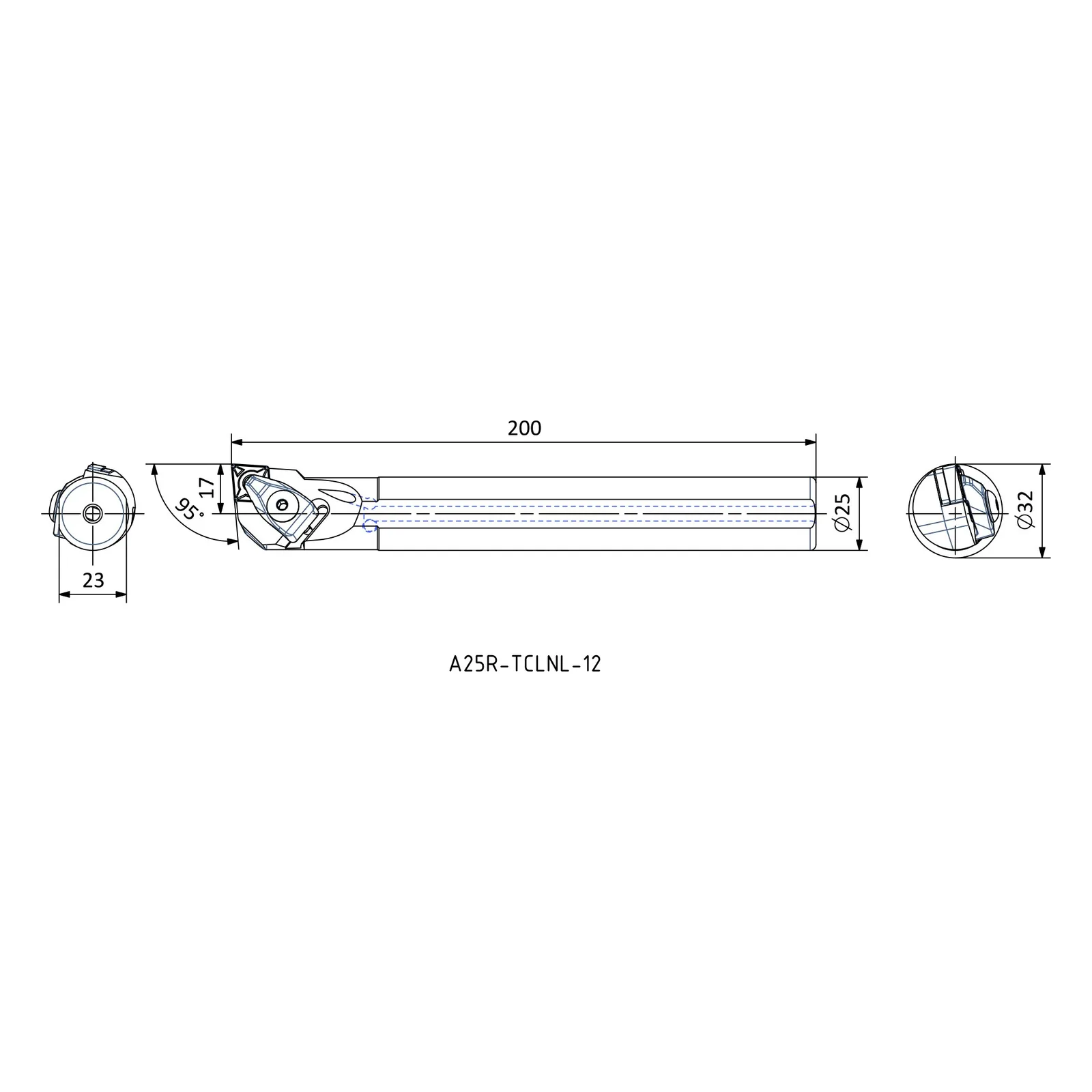 A25R TCLNL 12 &mdash; dimensioned drawing