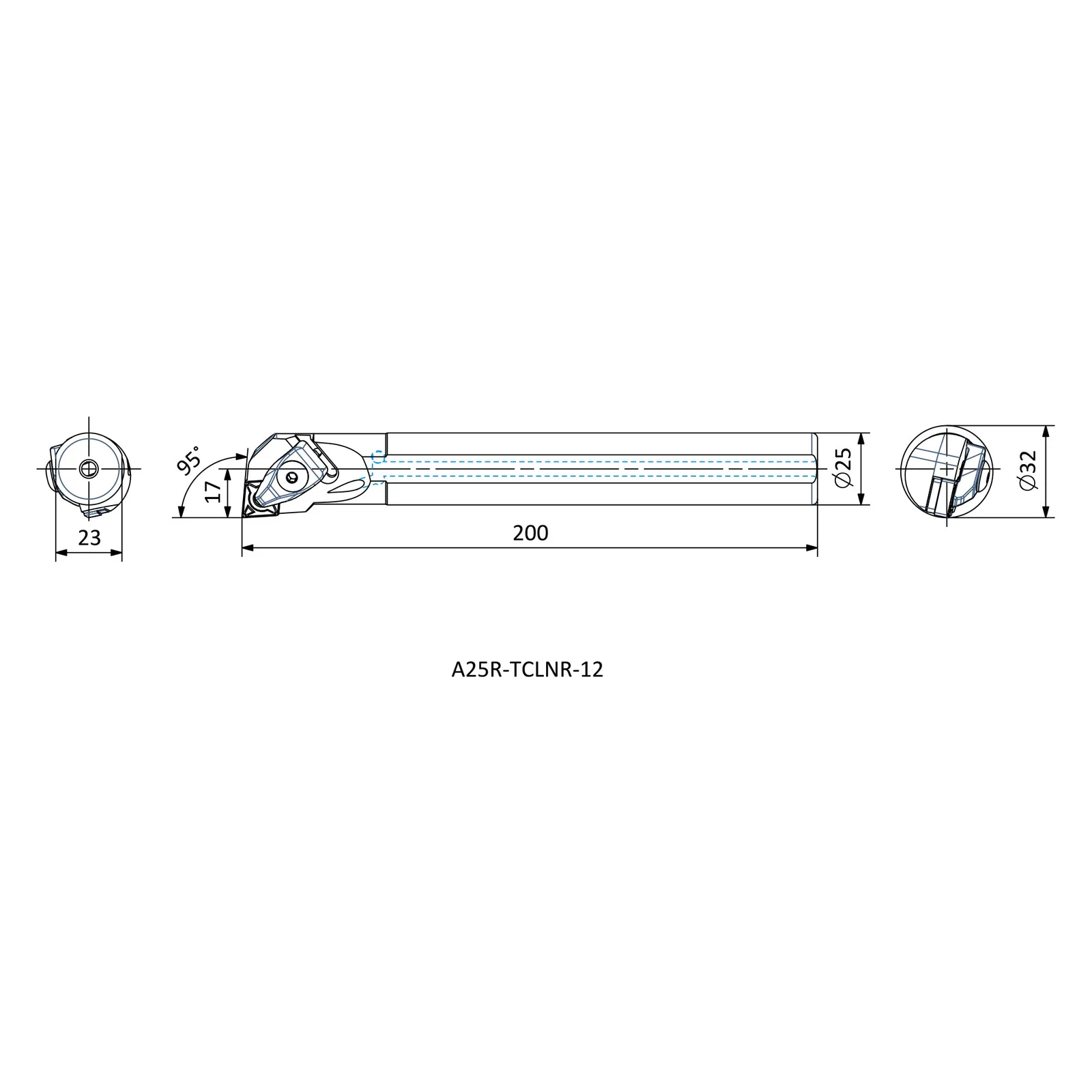 A25R TCLNR 12 &mdash; dimensioned drawing