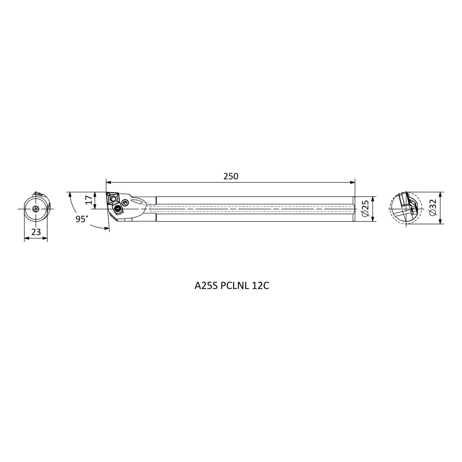 A25S PCLNL 12C &mdash; dimensioned drawing