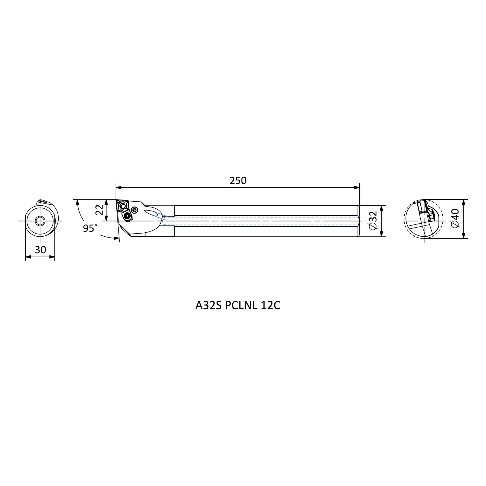 A32S PCLNL 12C &mdash; dimensioned drawing