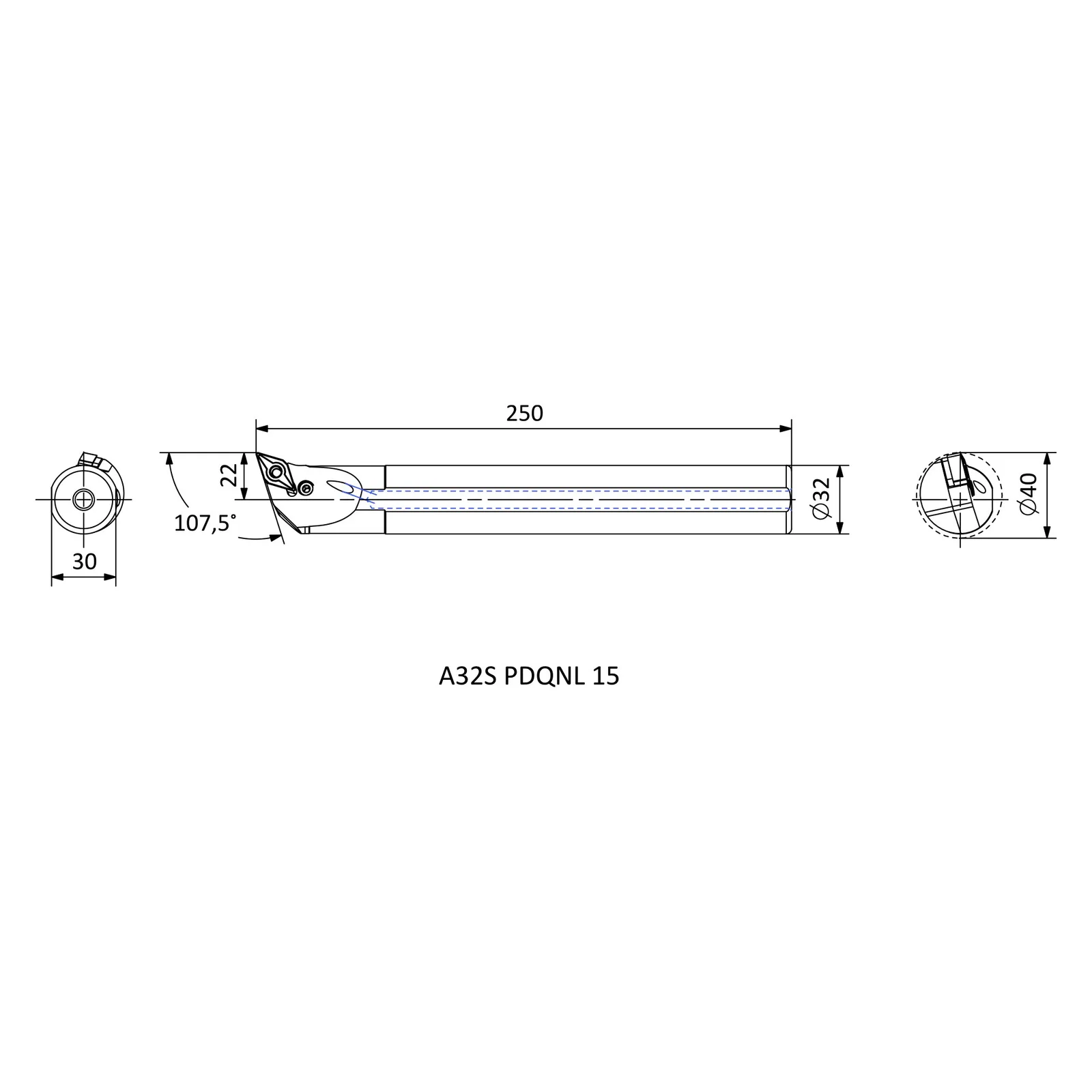 A32S PDQNL 15 &mdash; dimensioned drawing