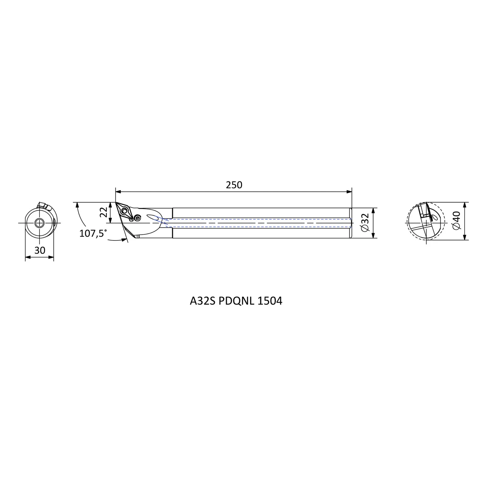 A32S PDQNL 1504 &mdash; dimensioned drawing