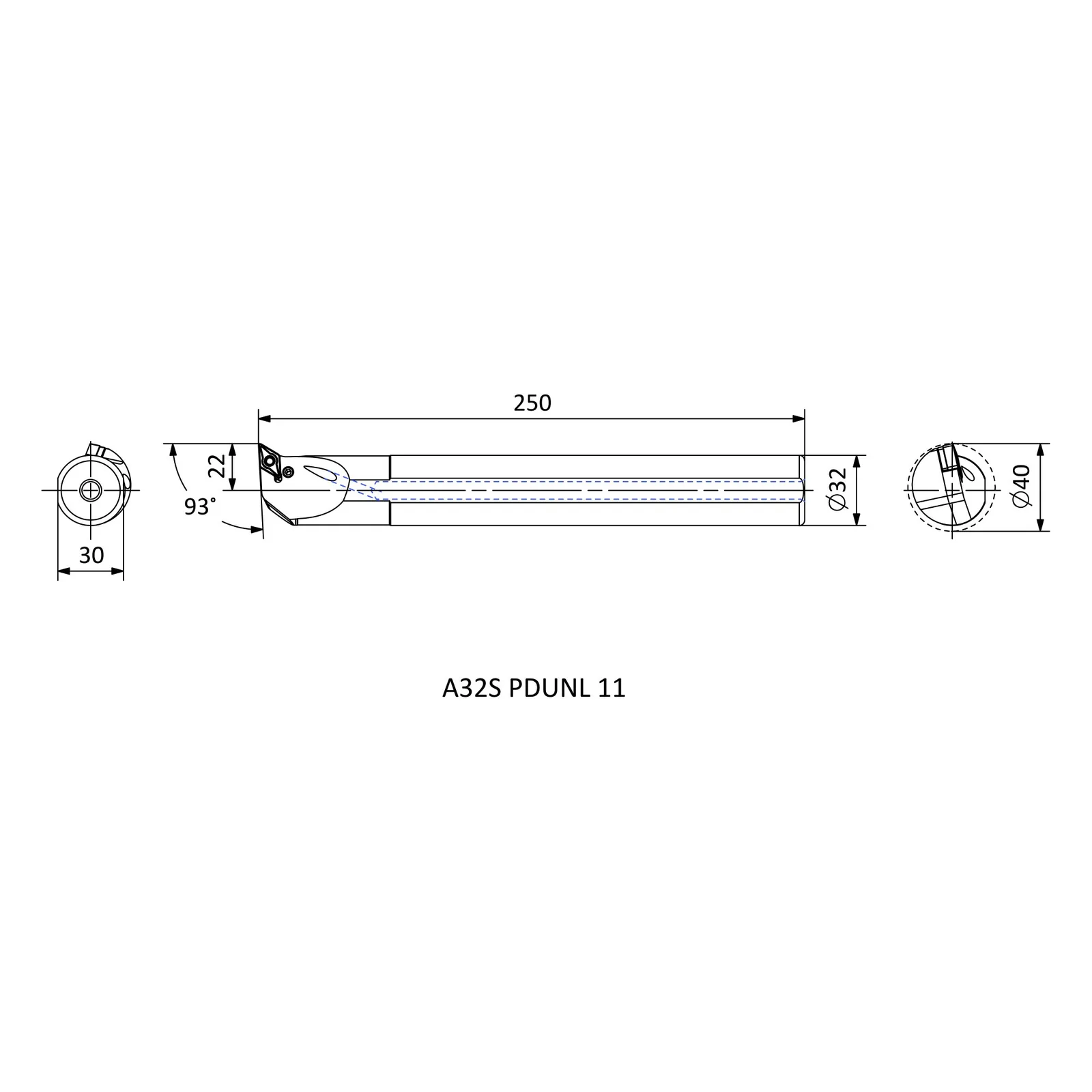 A32S PDUNL 11 &mdash; dimensioned drawing