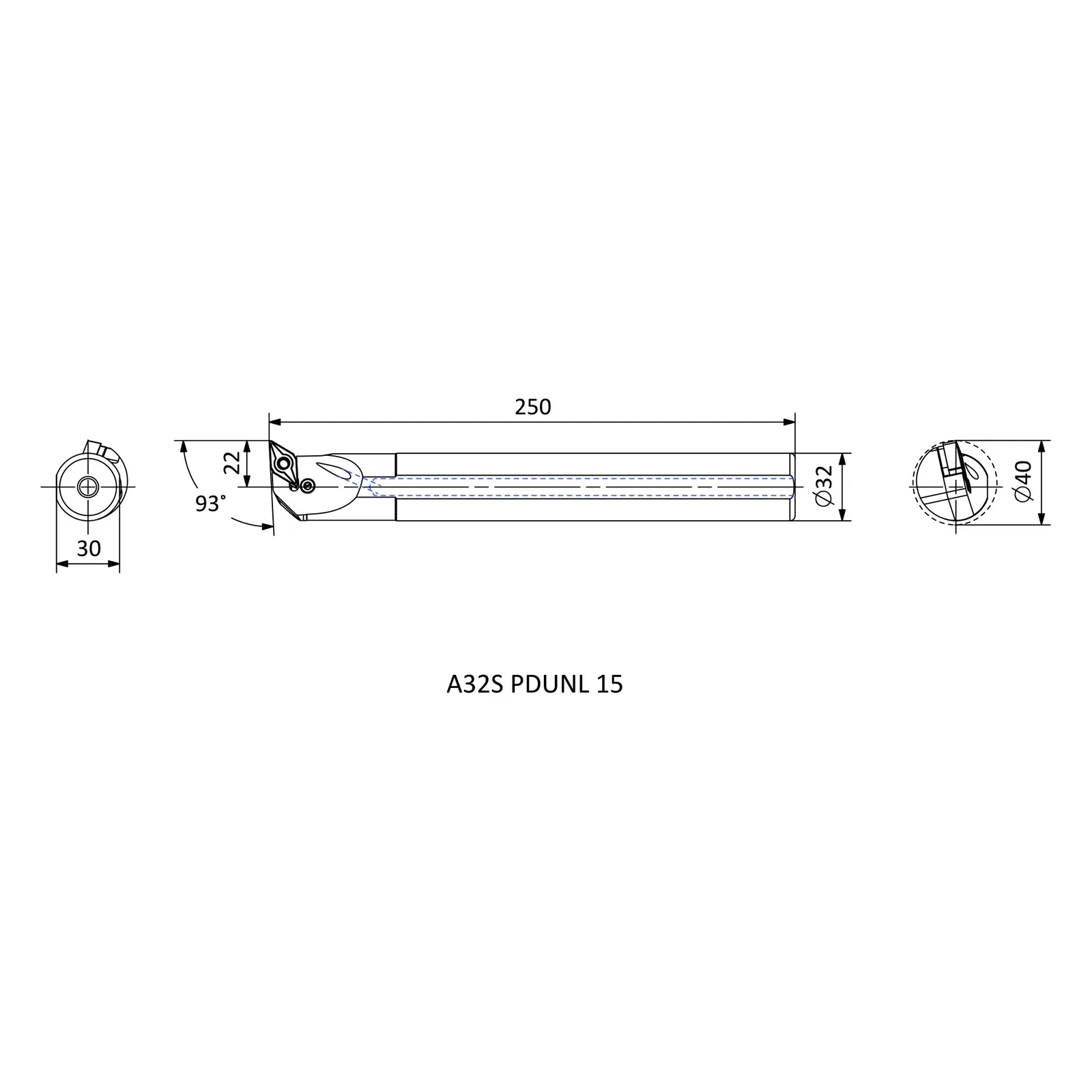 A32S PDUNL 15 &mdash; dimensioned drawing