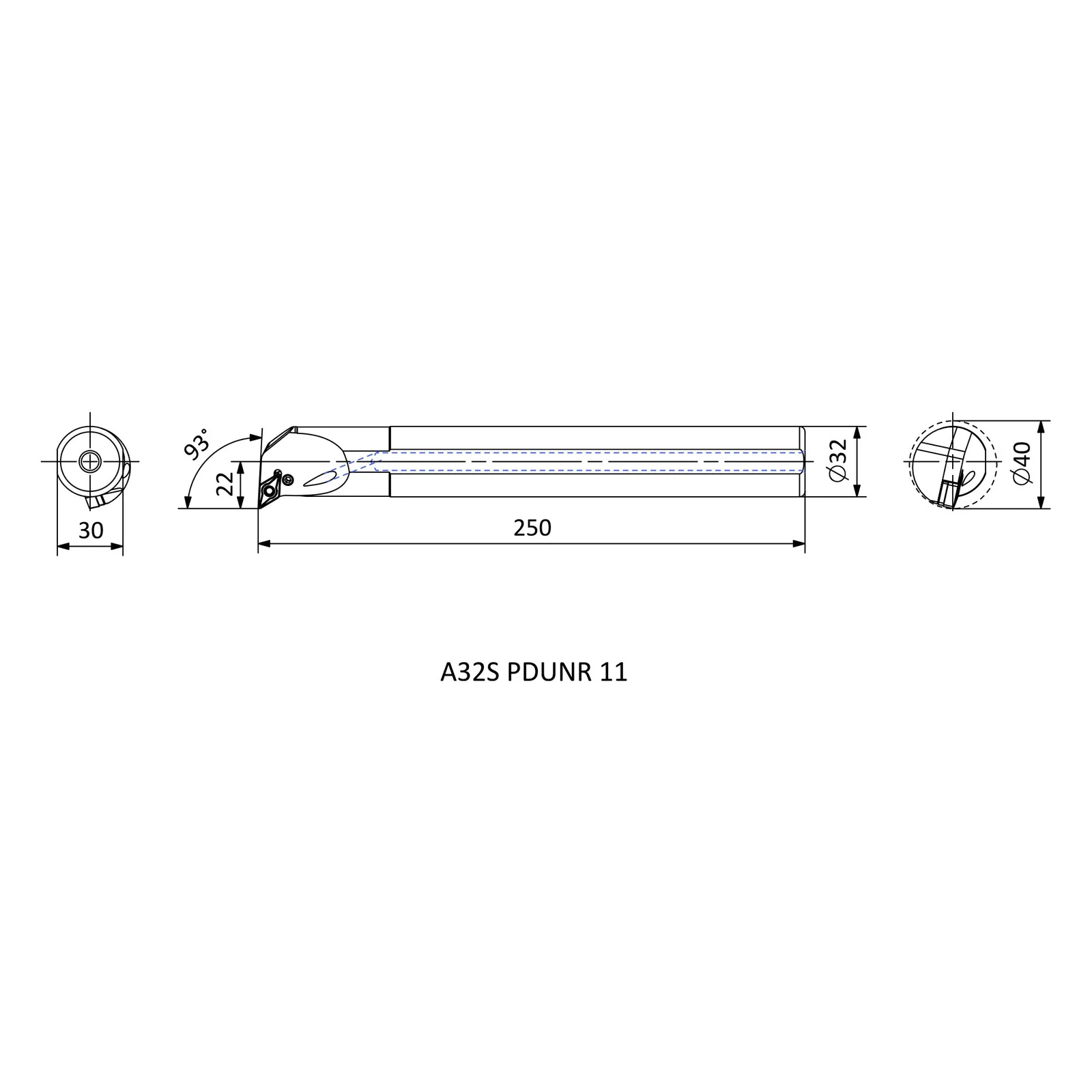 A32S PDUNR 11 &mdash; dimensioned drawing