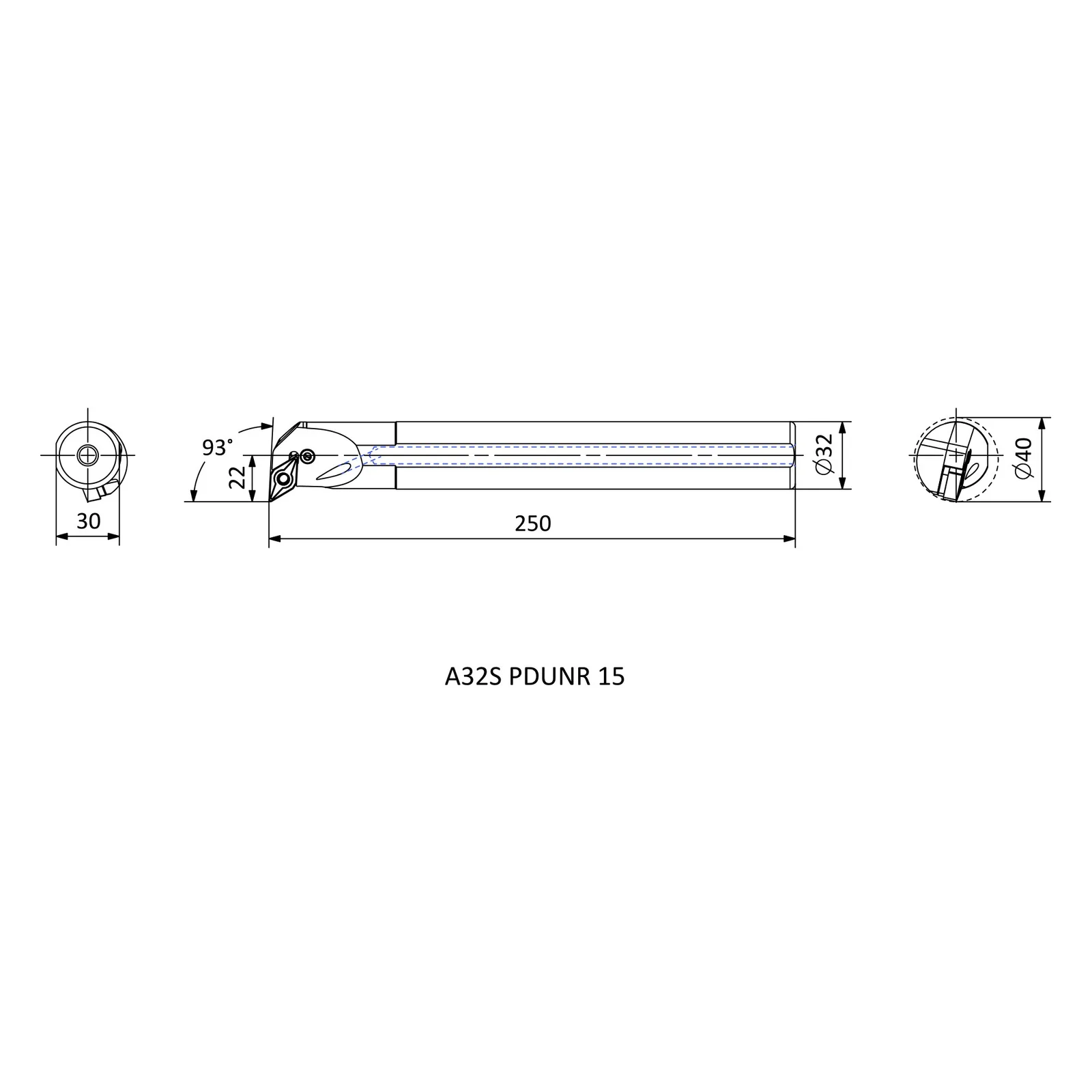 A32S PDUNR 15 &mdash; dimensioned drawing