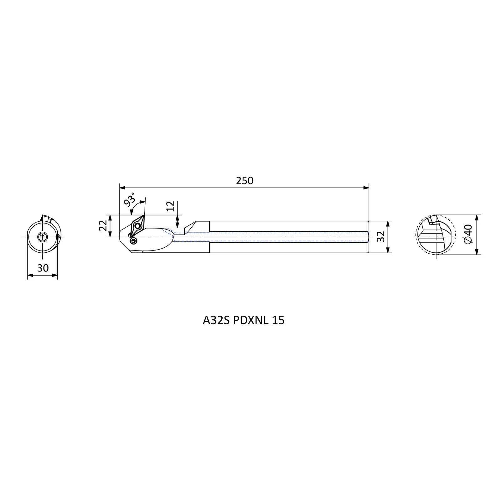 A32S PDXNL 15 &mdash; dimensioned drawing