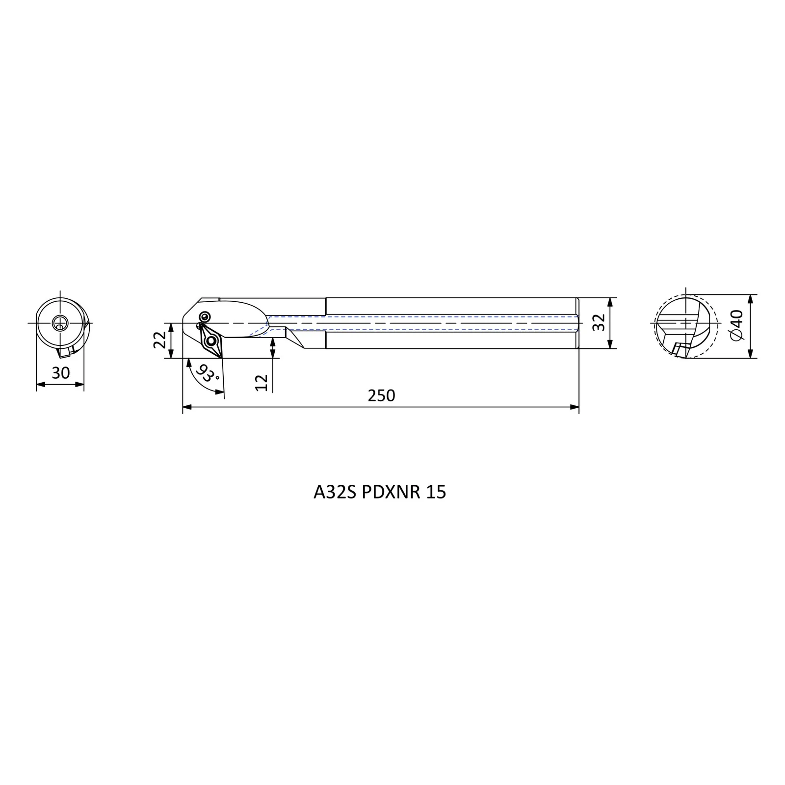 A32S PDXNR 15 &mdash; dimensioned drawing