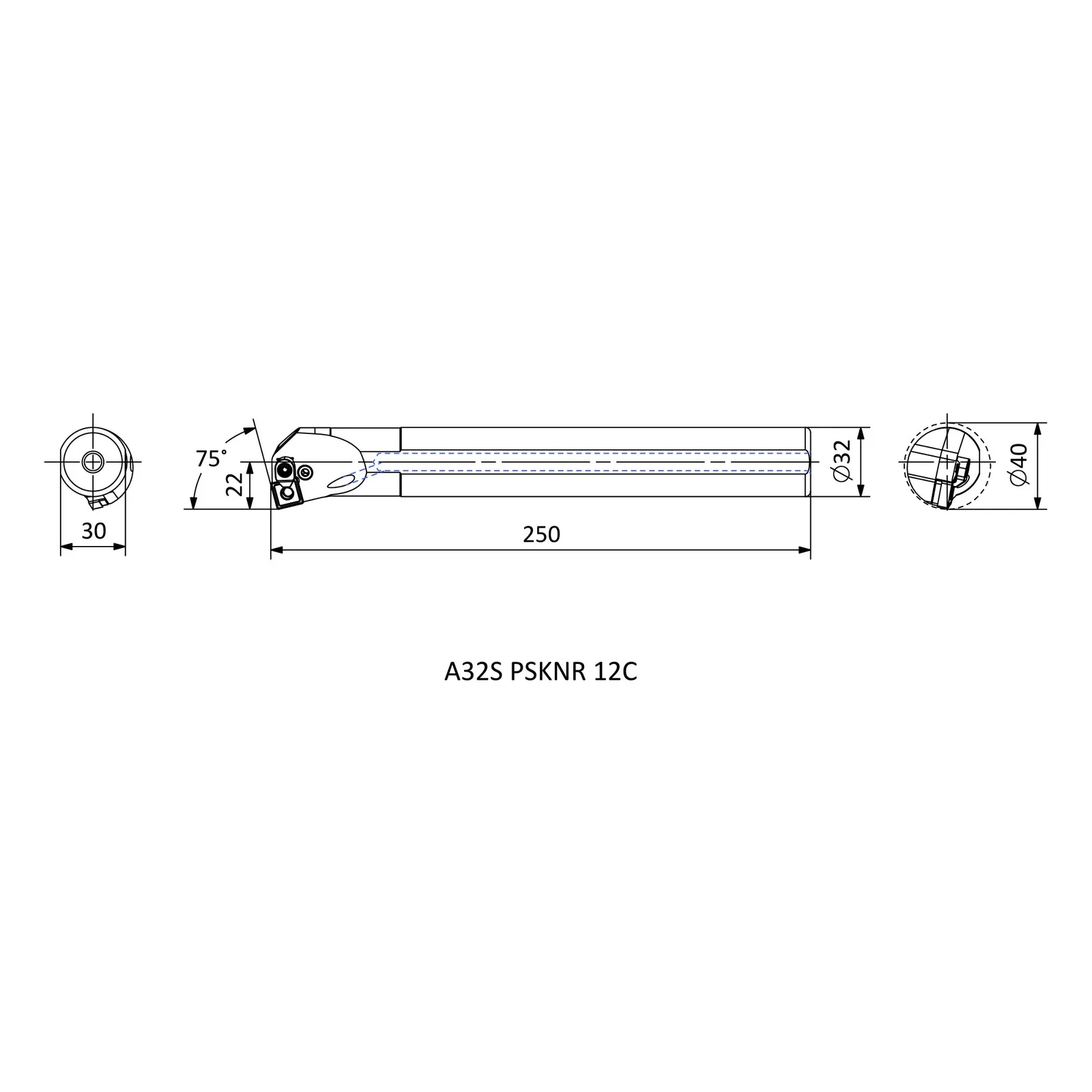 A32S PSKNR 12C &mdash; dimensioned drawing
