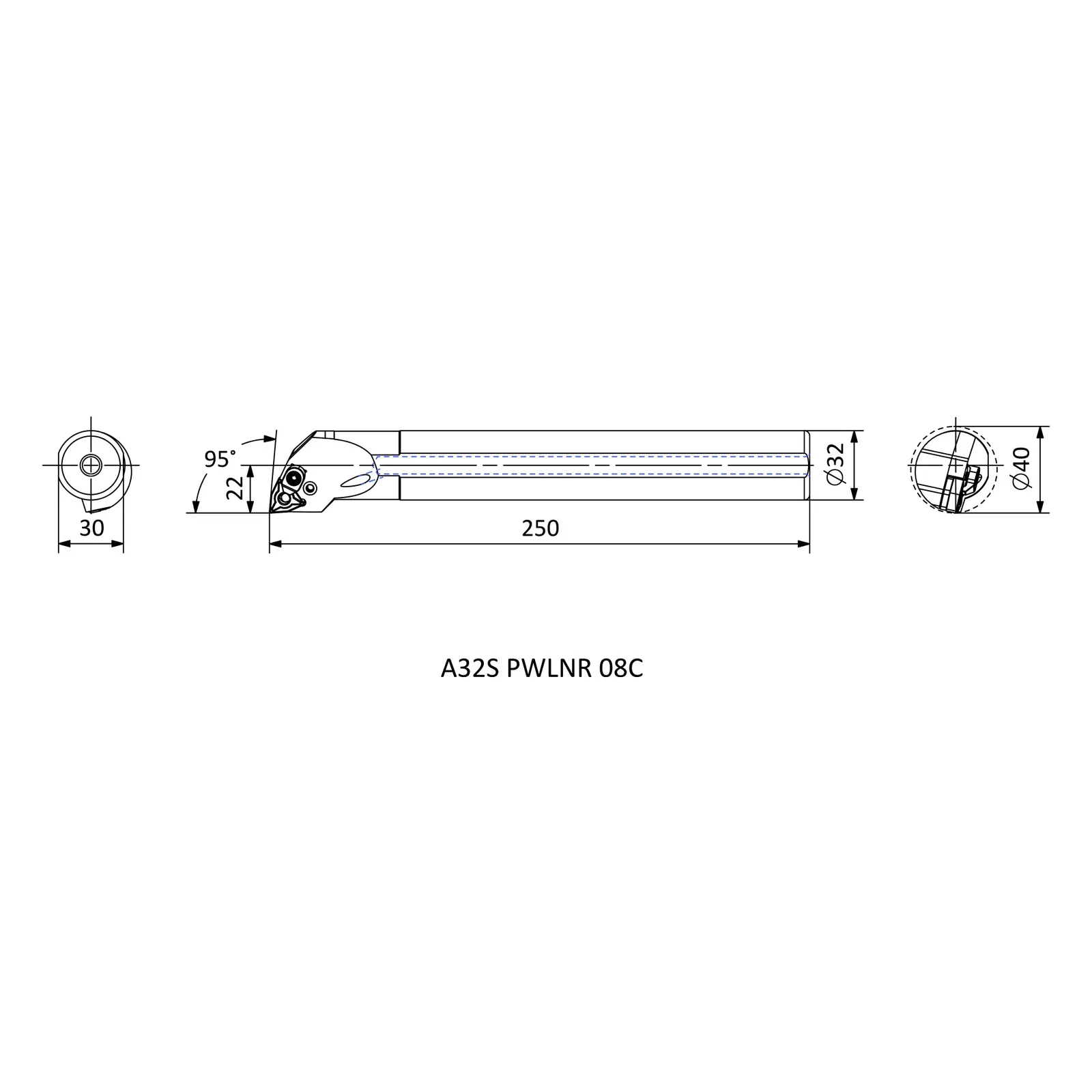 A32S PWLNR 08C &mdash; dimensioned drawing