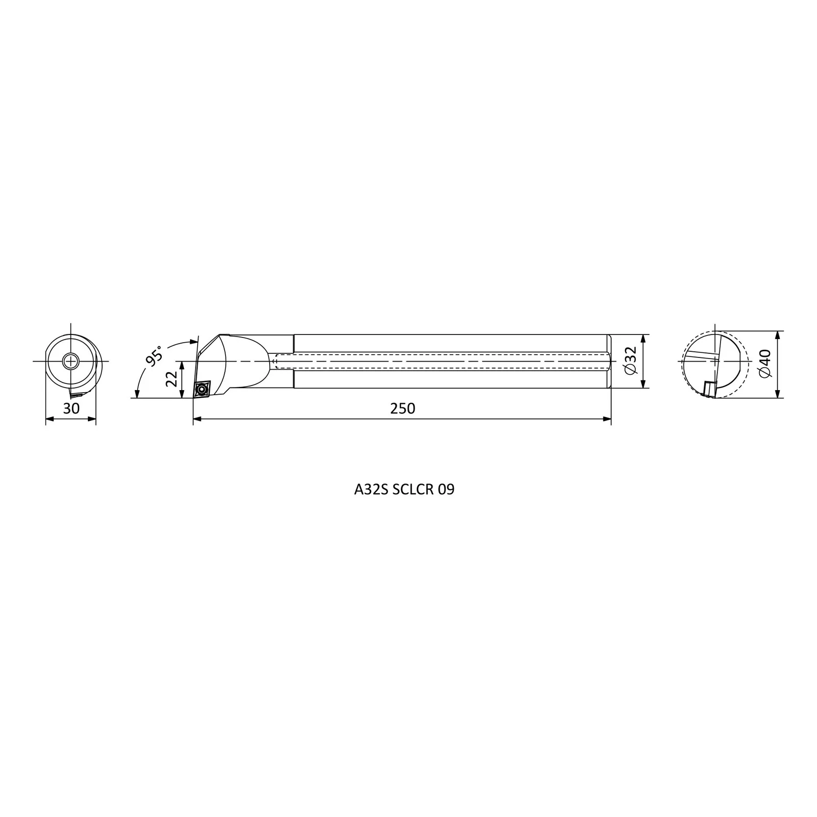 A32S SCLCR 09 &mdash; dimensioned drawing