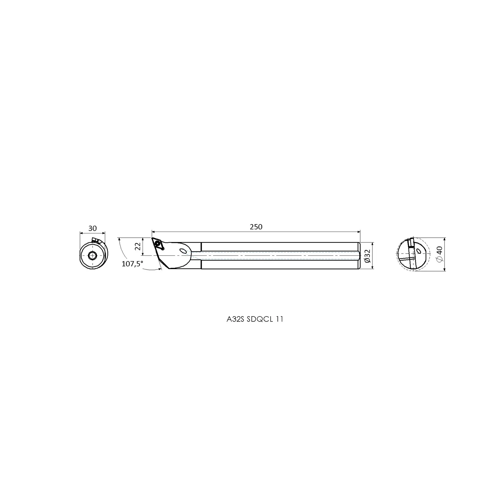 A32S SDQCL 11 &mdash; dimensioned drawing